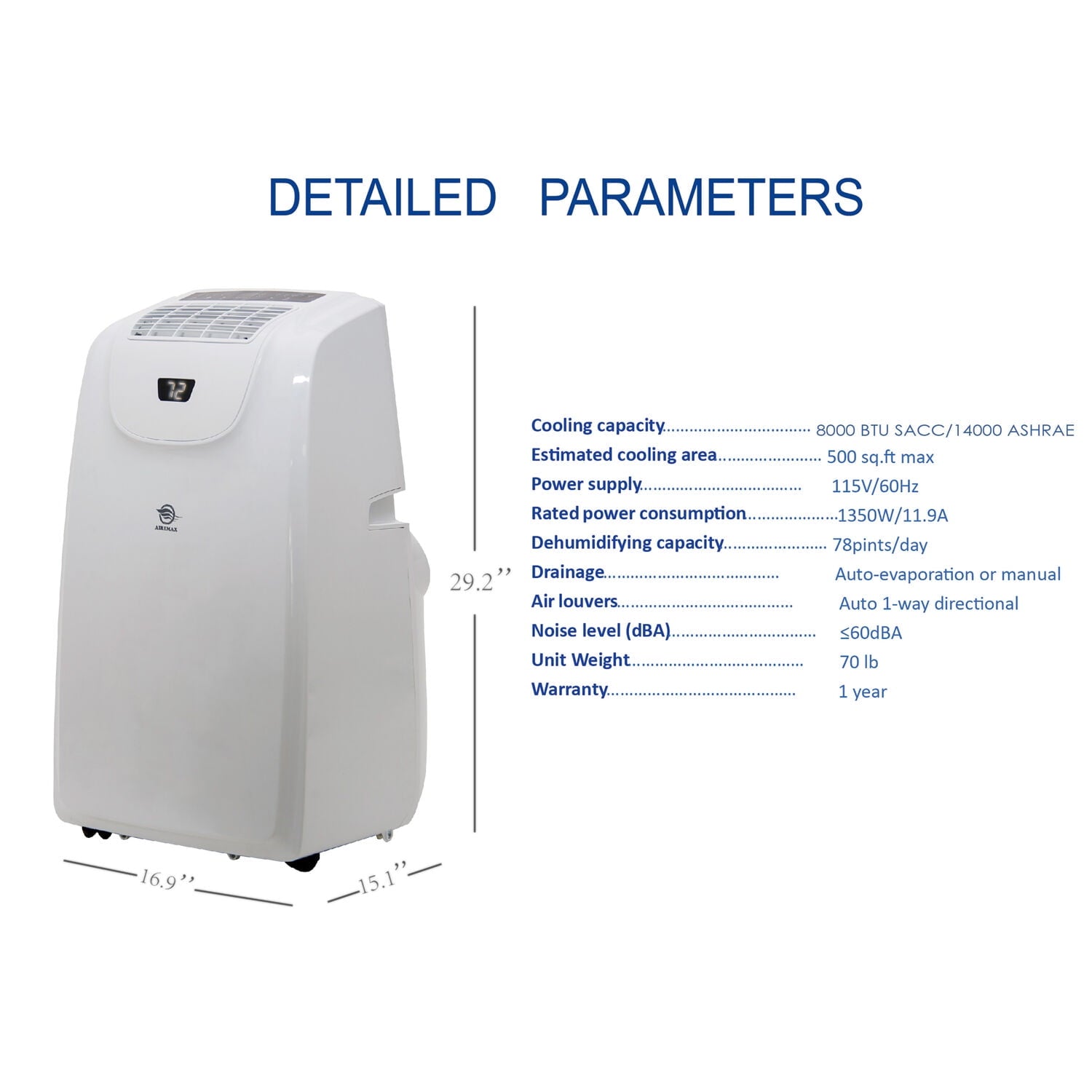 Airemax- 8000 BTU Portable Air Conditioner SACC - APE508CE (Open Box Units)