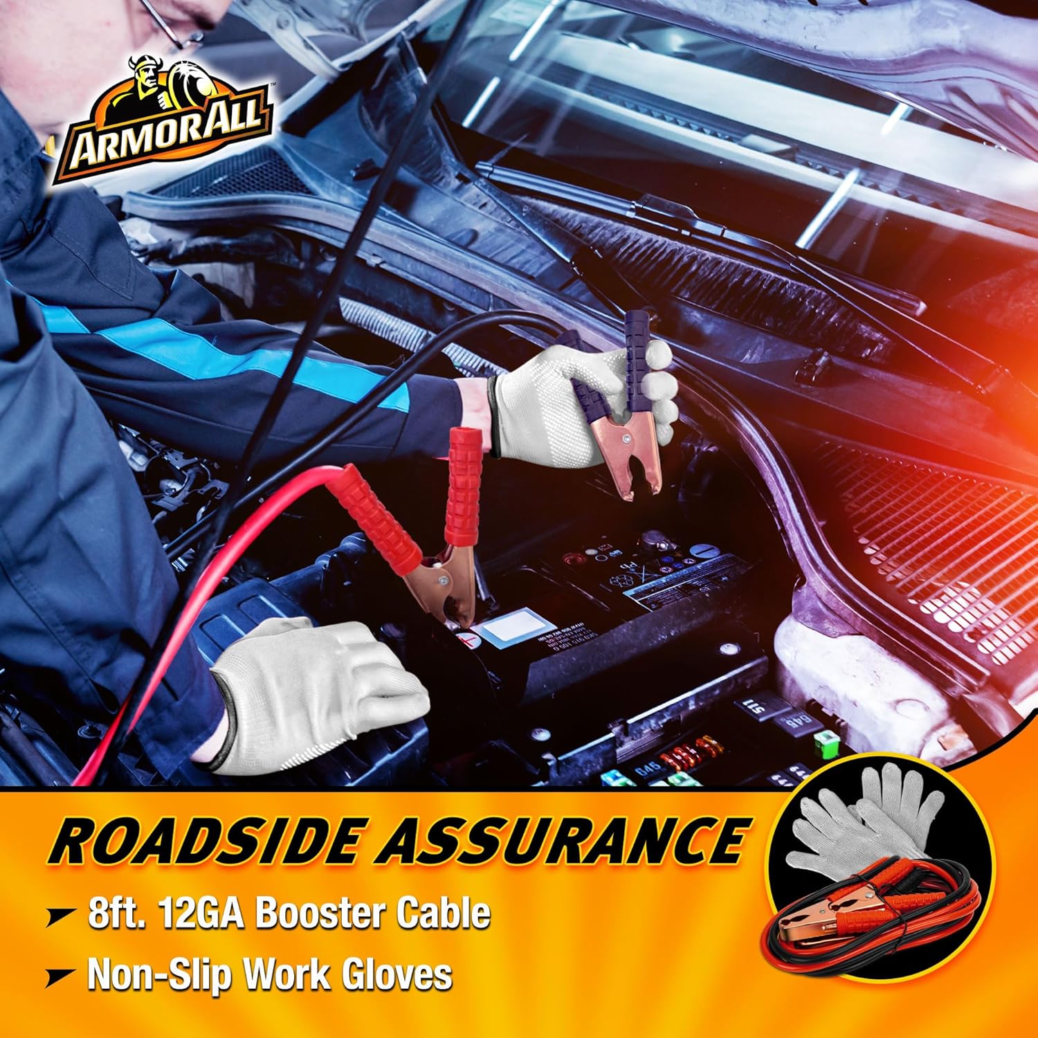 Armor All 30pc Roadside Emergency Kit - Gloves, Tools, Flashlight, Car Fuses, Tape, Socket Heads, 12G Jumper Cables & Carrying Case - Roadside Emergency Kit, Travel Essential