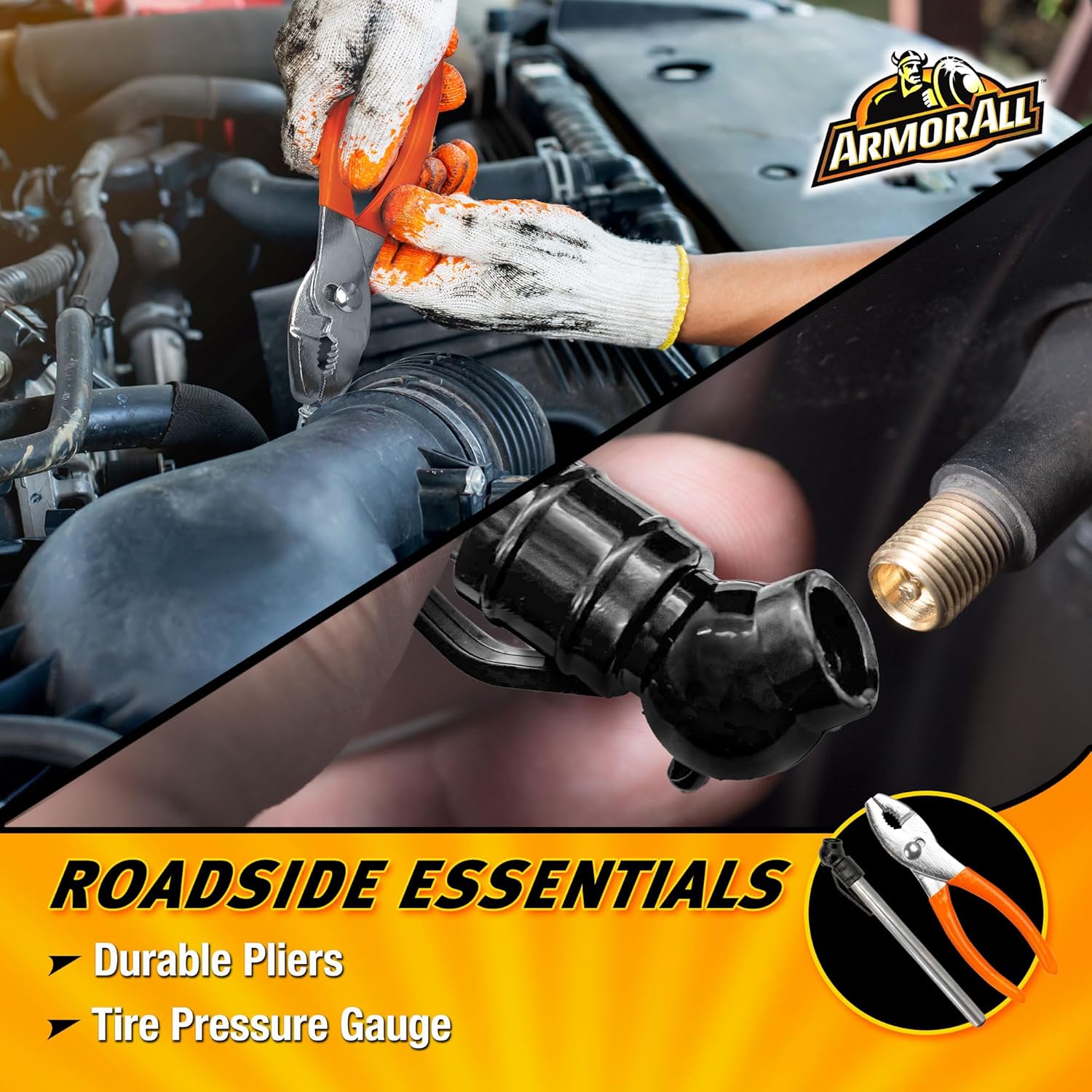 Armor All 30pc Roadside Emergency Kit - Gloves, Tools, Flashlight, Car Fuses, Tape, Socket Heads, 12G Jumper Cables & Carrying Case - Roadside Emergency Kit, Travel Essential