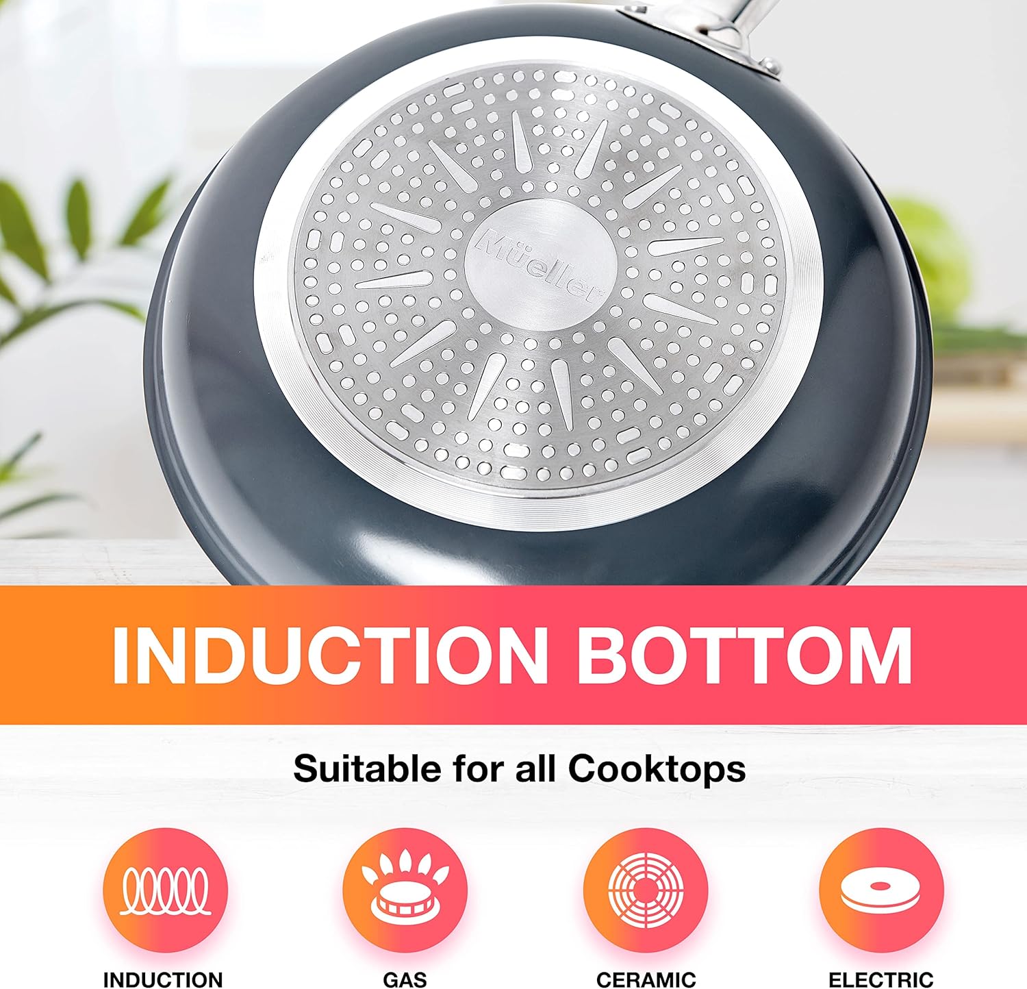 Mueller Sapphire UltraClad Kitchen Induction Pots and Pans Set Nonstick Induction Cookware Sets -24pc for Cooking Kitchen Cookware Sets, Frying Pans 24-Piece Sapphire