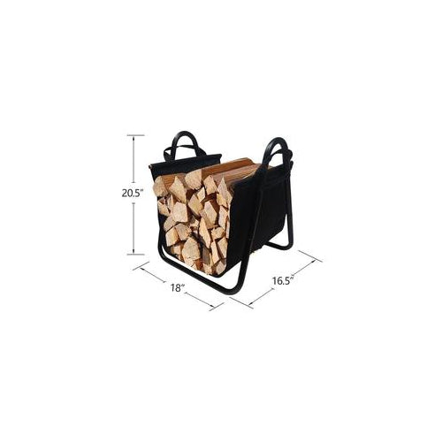 Amagabeli Fireplace Log Holder with Canvas Tote Carrier Indoor Fire Wood Rack