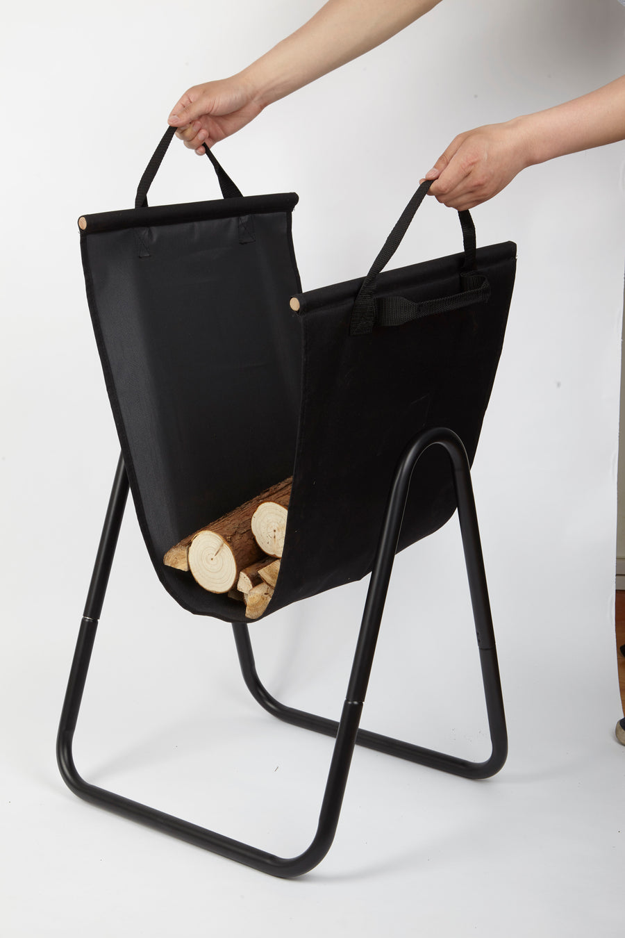 Amagabeli Fireplace Log Holder with Canvas Tote Carrier Indoor Fire Wood Rack