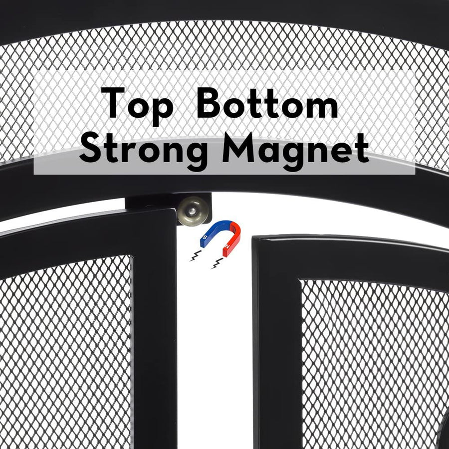 Amagabeli Fireplace Screen with Doors Large Flat Spark Guard with Protective Mesh