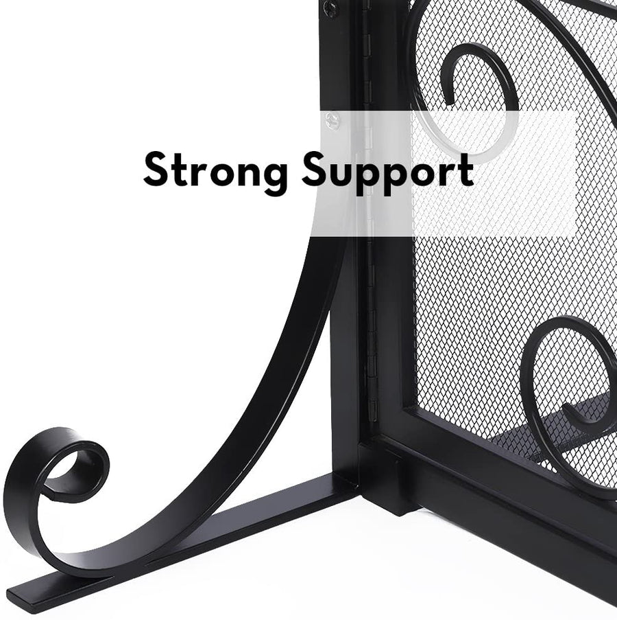 Amagabeli Fireplace Screen with Doors Large Flat Spark Guard with Protective Mesh