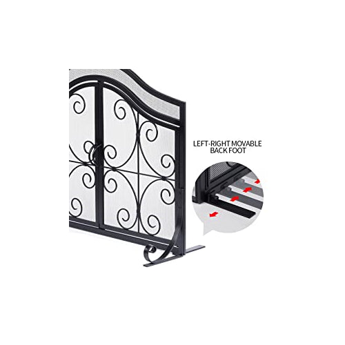 Amagabeli Fireplace Screen with Doors Large Flat Spark Guard with Protective Mesh