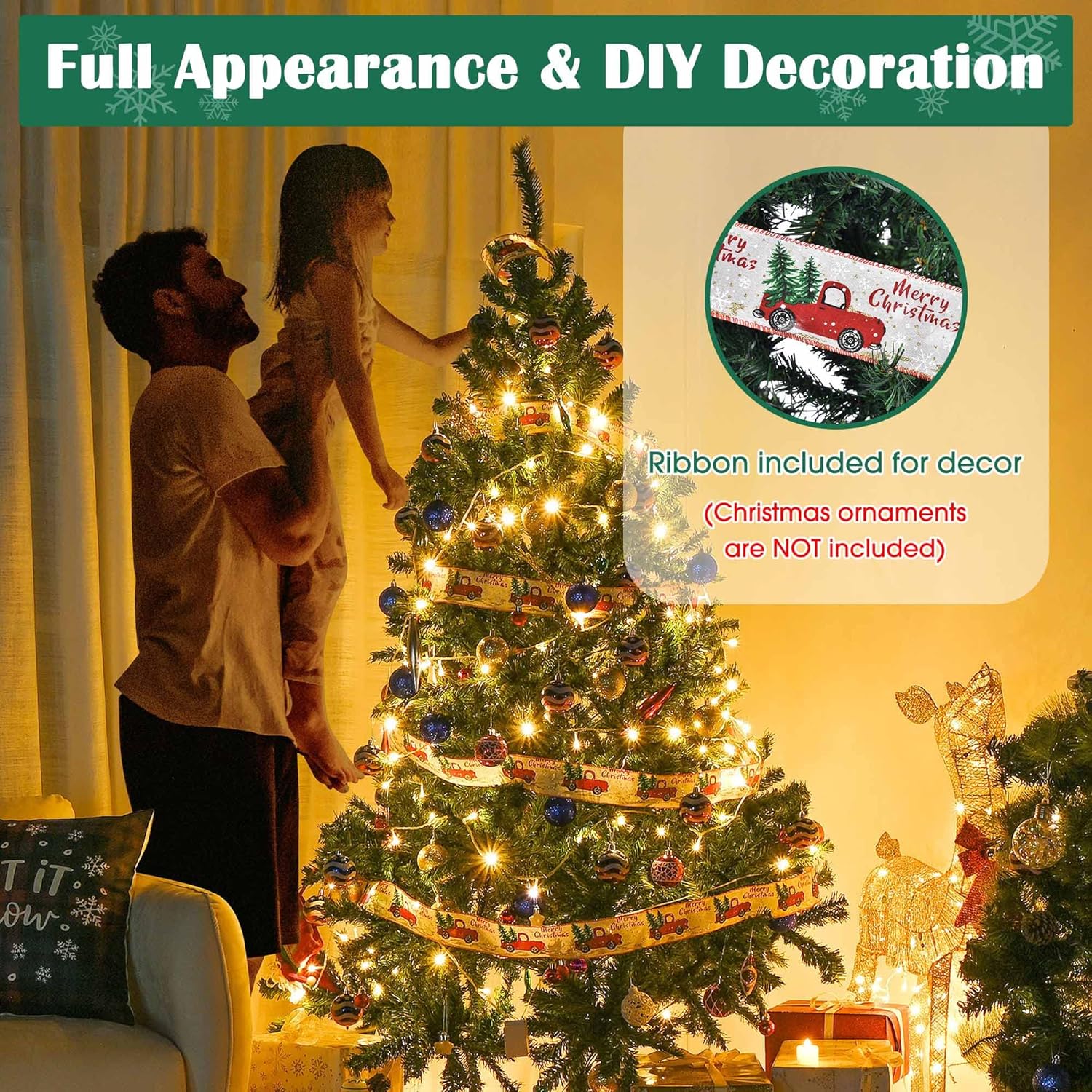 Yescom 6Ft Christmas Tree Artificial Pine Tree, Green Xmas Tree, Foldable Hinged, 670 Branch Tips