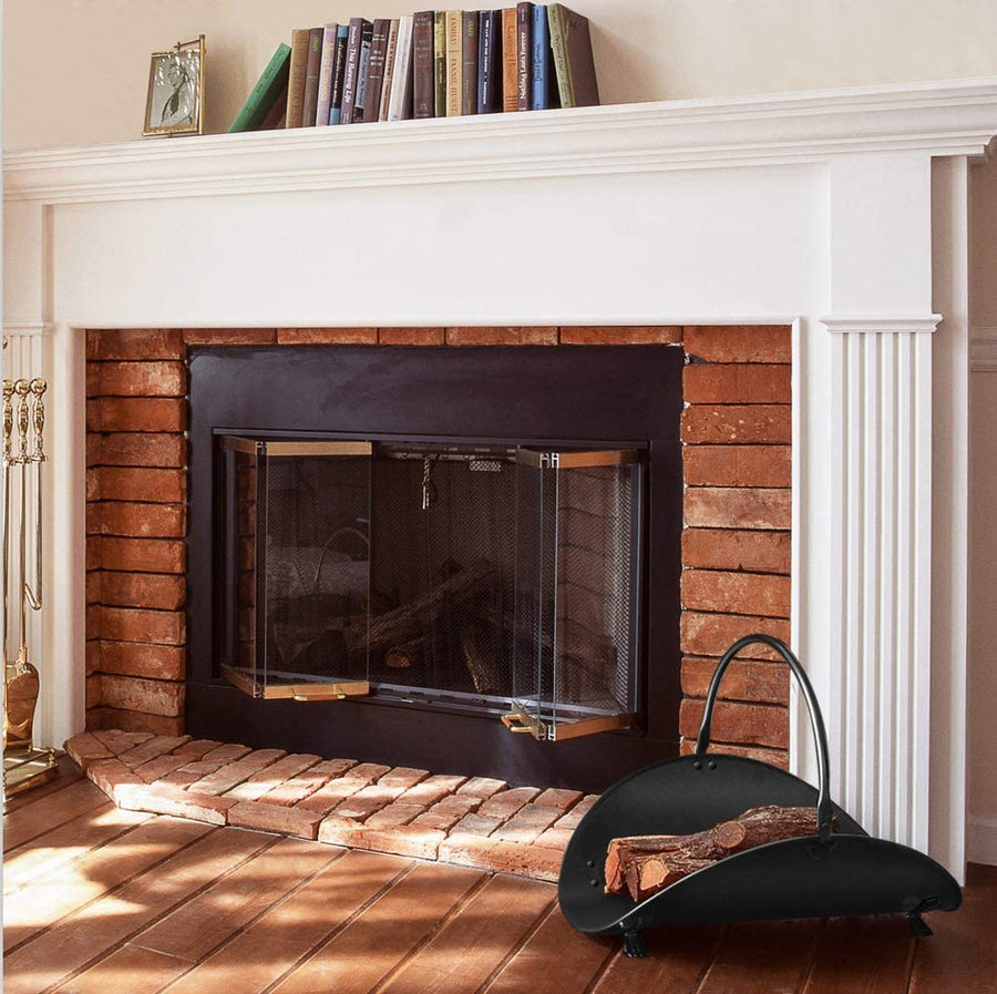 Amagabeli Indoor Black Fireplace Log Holder