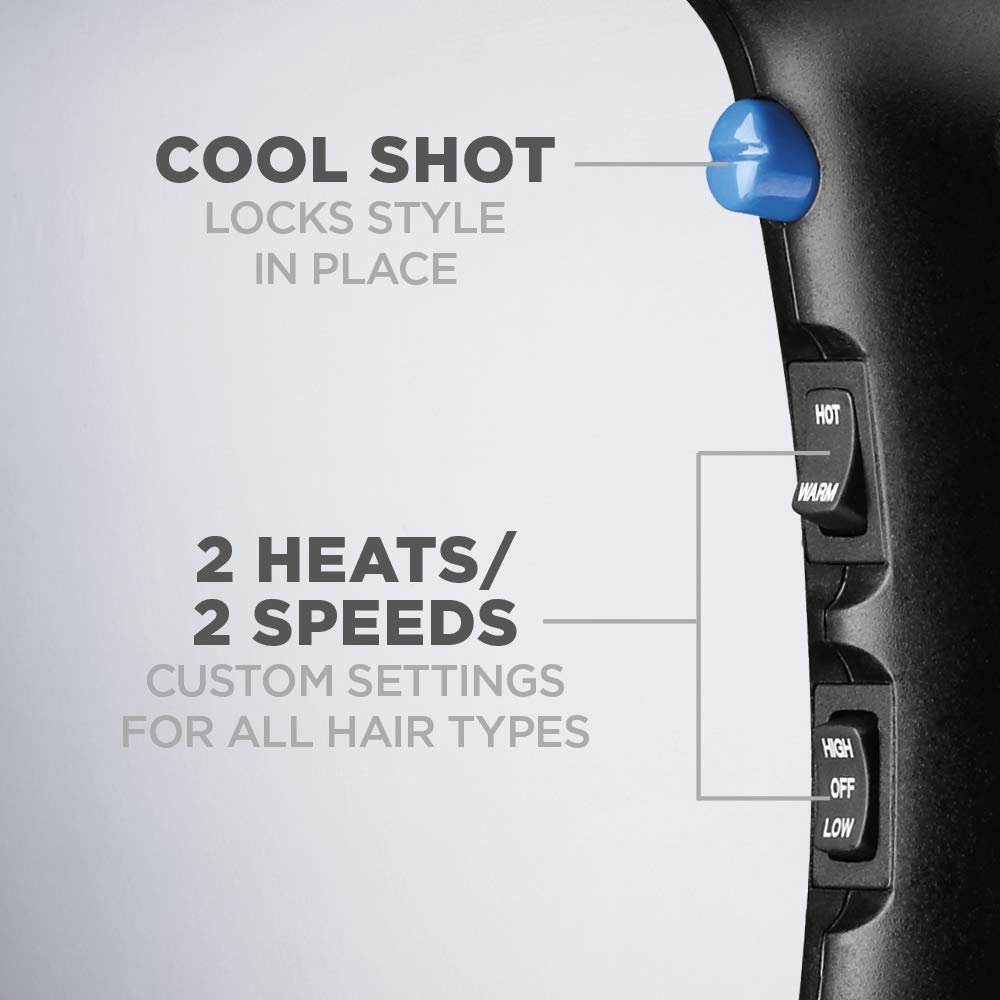 Conair 1875 Watt Turbo Hair Dryer, Blue/Black