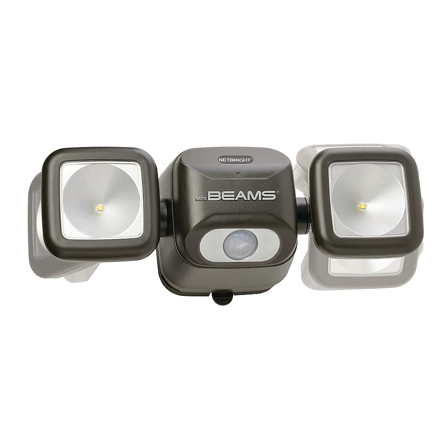 Mr Beams 120-Degree Battery-operated LED Brown 2-Head Motion-Activated Flood Light 500-Lumen