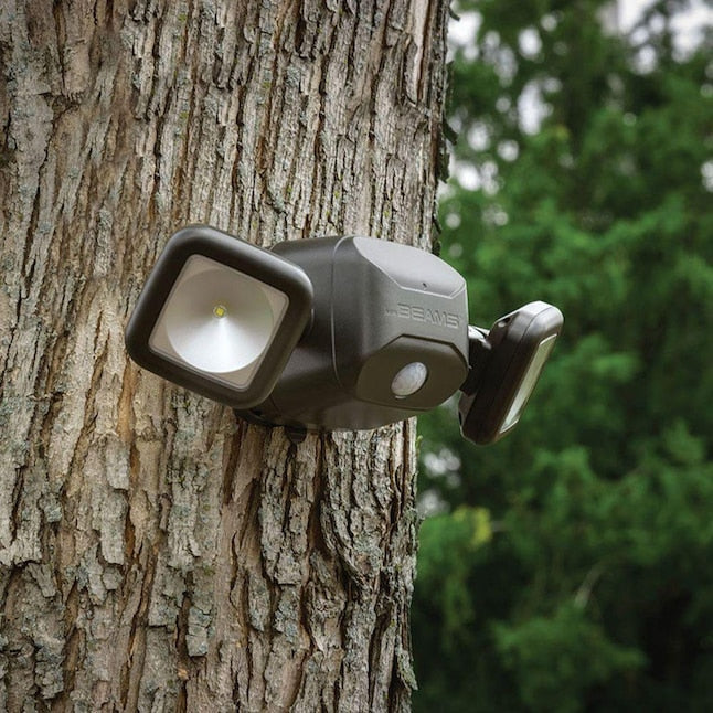 Mr Beams 120-Degree Battery-operated LED Brown 2-Head Motion-Activated Flood Light 500-Lumen