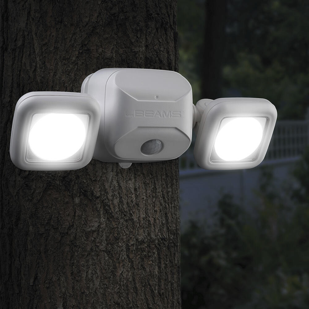 Mr Beams White Dual Head LED Battery Powered Motion Sensor Outdoor Security Light