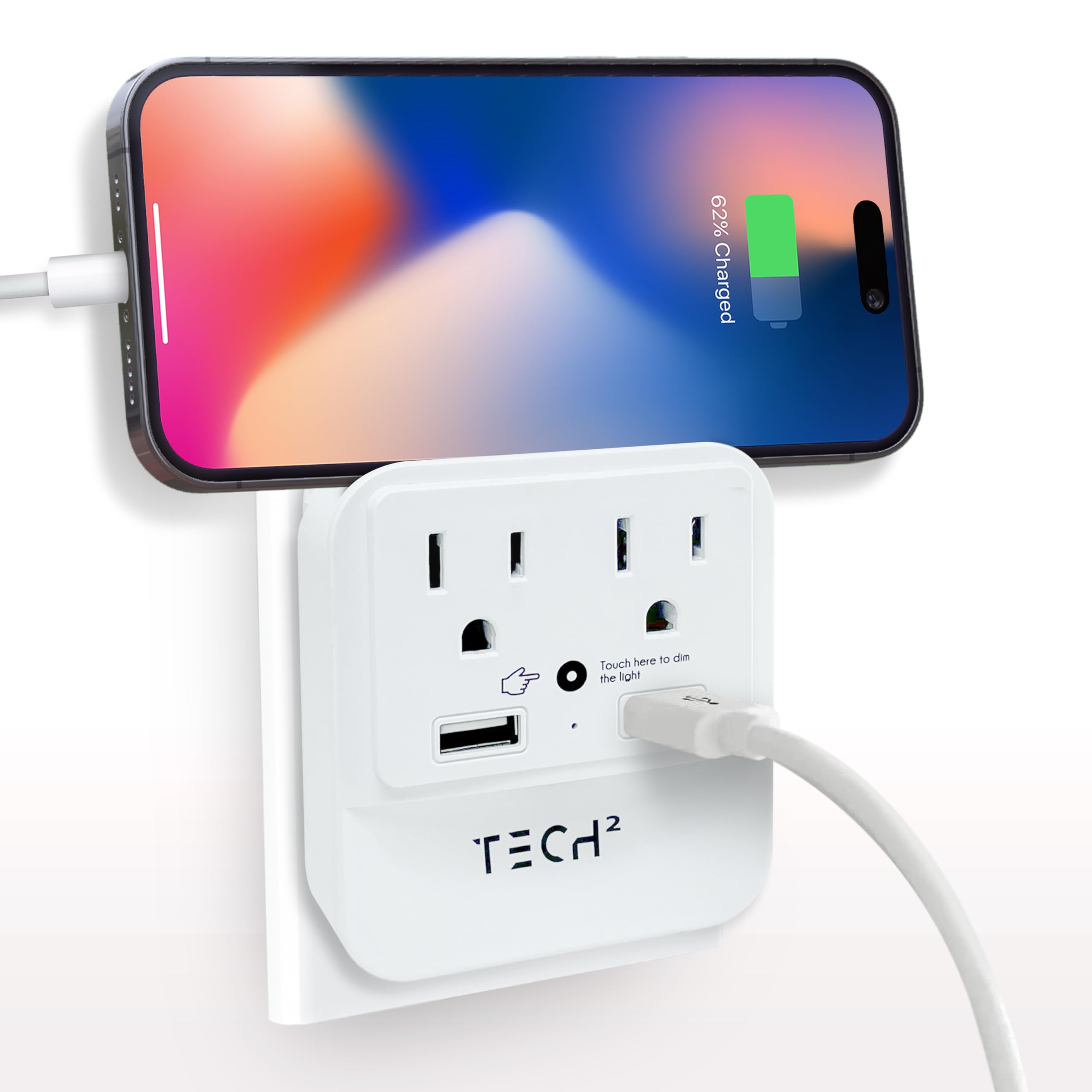 Multi Plug Wall Outlet Surge Protector with USB-C, USB-A, Night Light & 2 Outlets