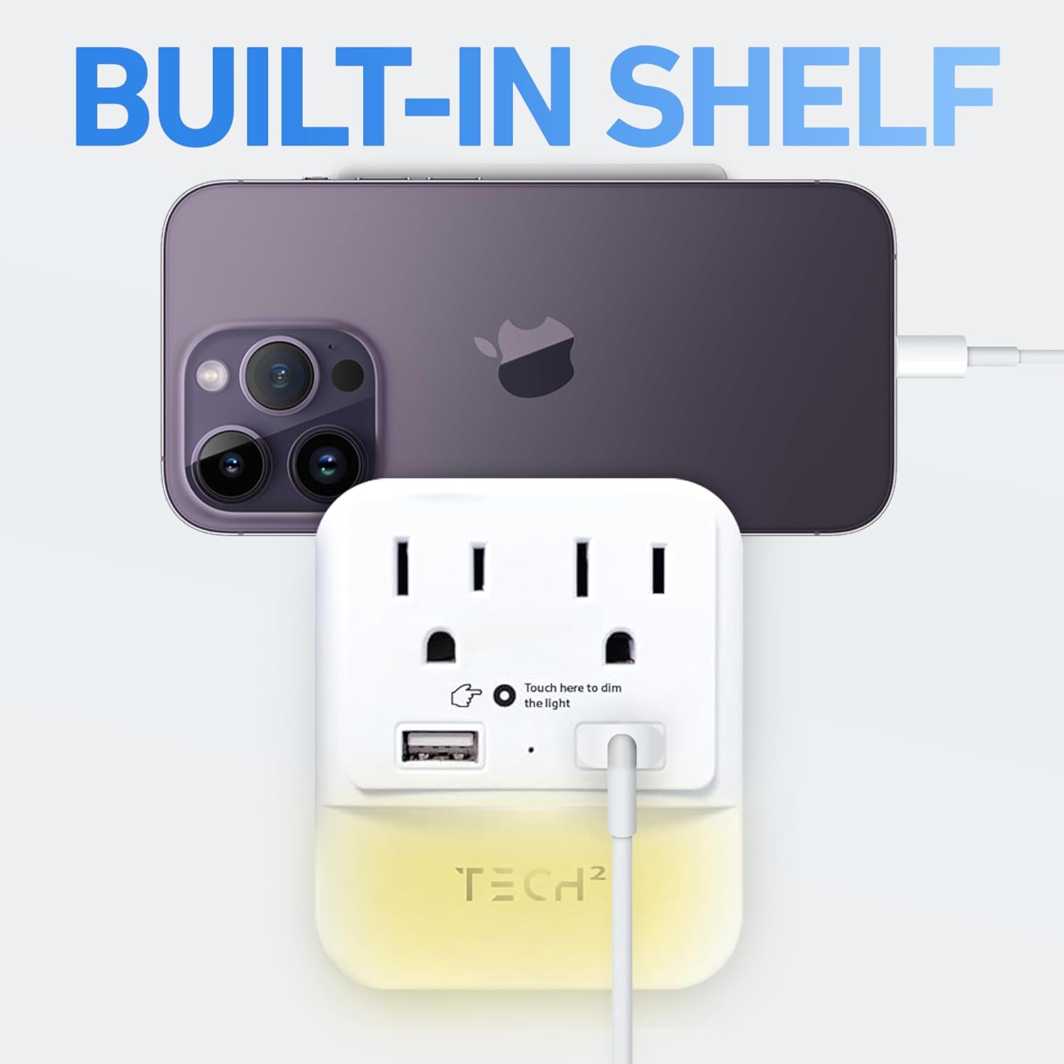 Multi Plug Wall Outlet Surge Protector with USB-C, USB-A, Night Light & 2 Outlets