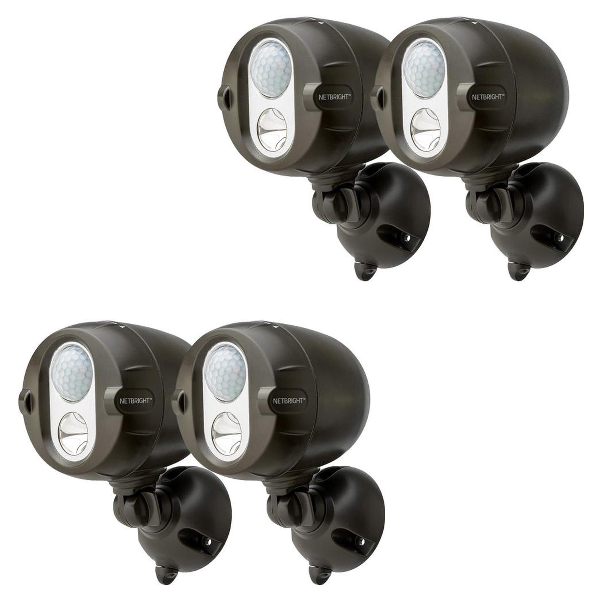 Mr Beams MBN352 Wireless Motion Sensing 200 Lumen LED NetBright Networked Spotlights, Brown, 4-Pack