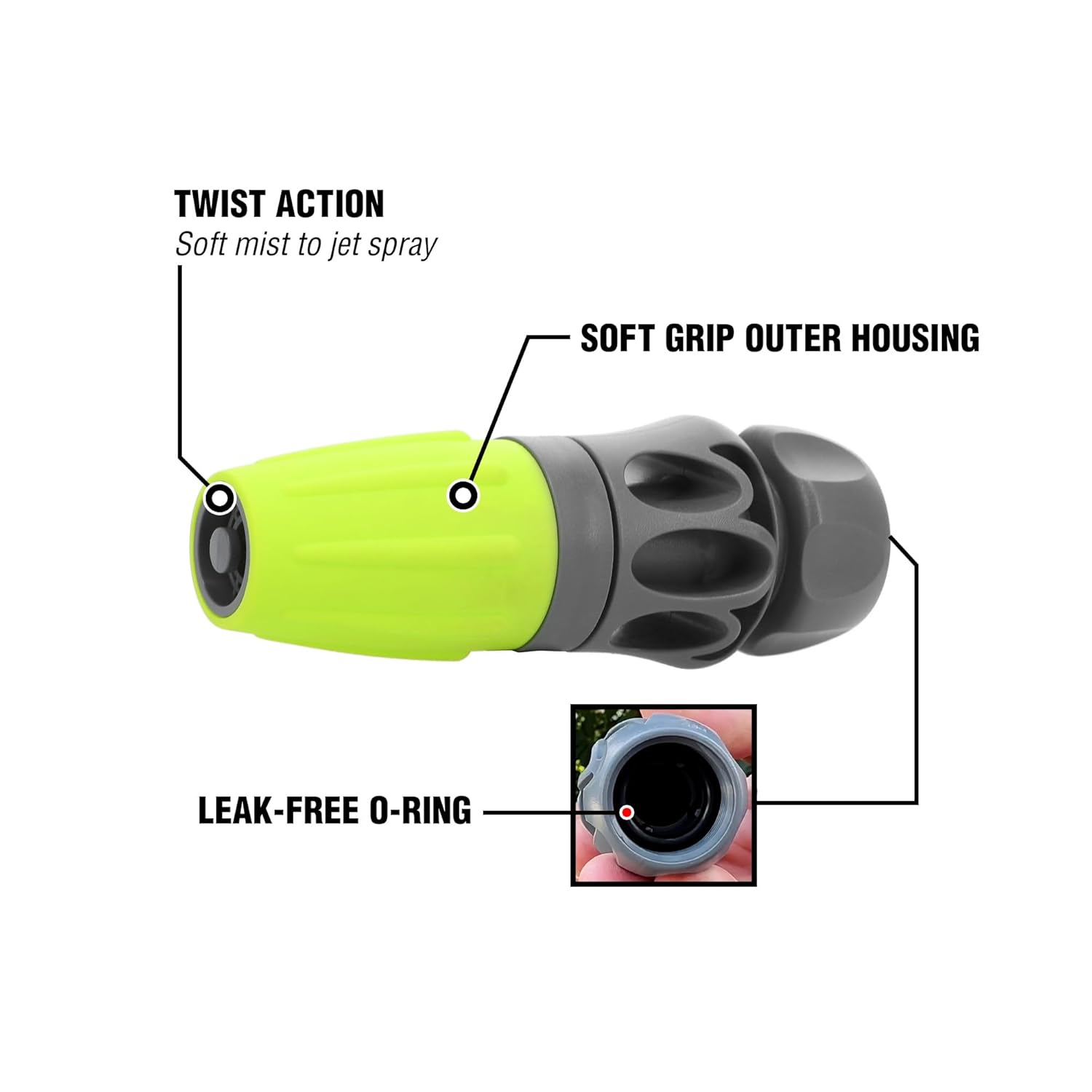 Flexzilla Twist Action Garden Hose Nozzle Sprayer, Adjustable Water Hose Nozzle with Easy Grip, Lightweight, Leak Free