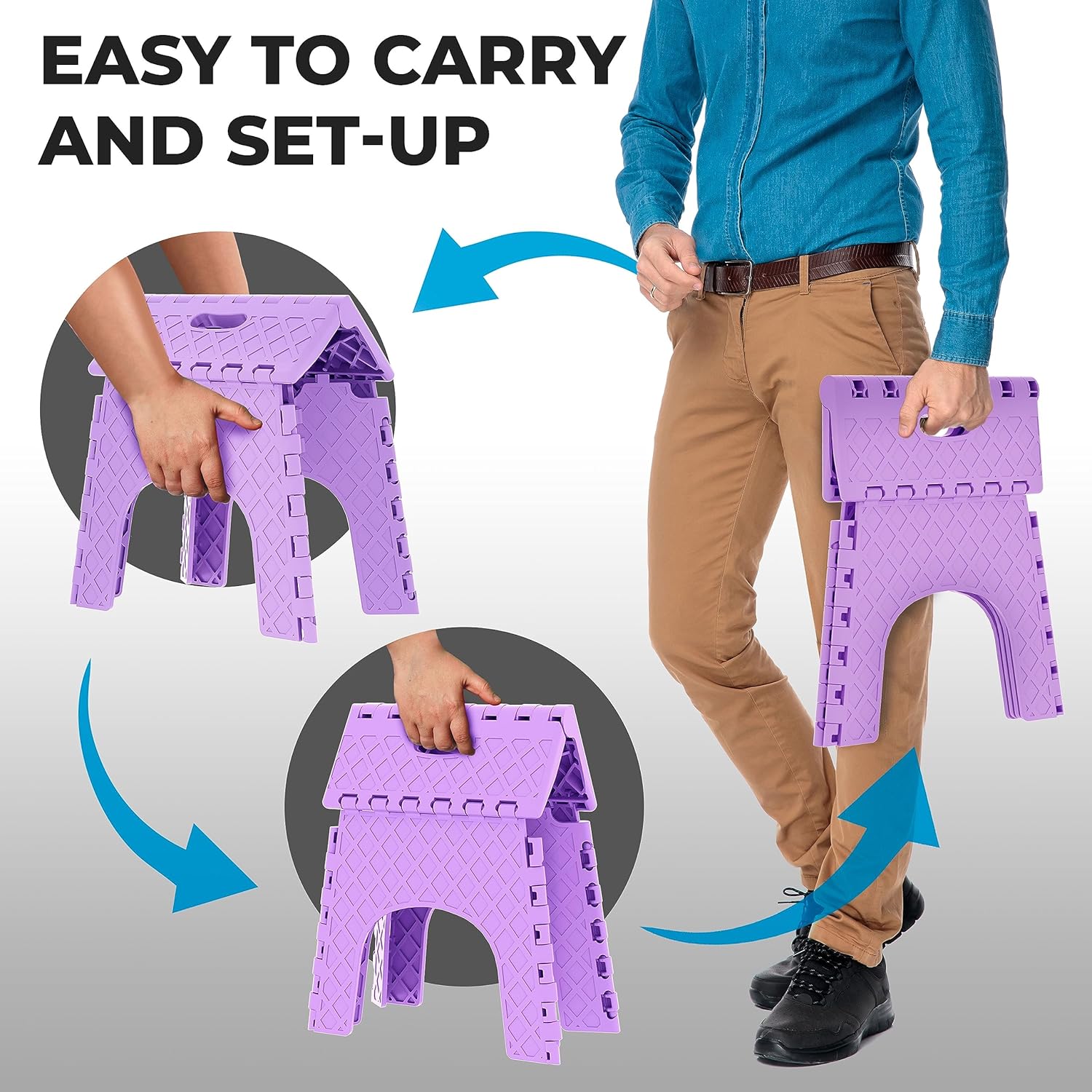 Mueller 11" Folding Step Stool – Lightweight, Non-Slip, 264lb Capacity