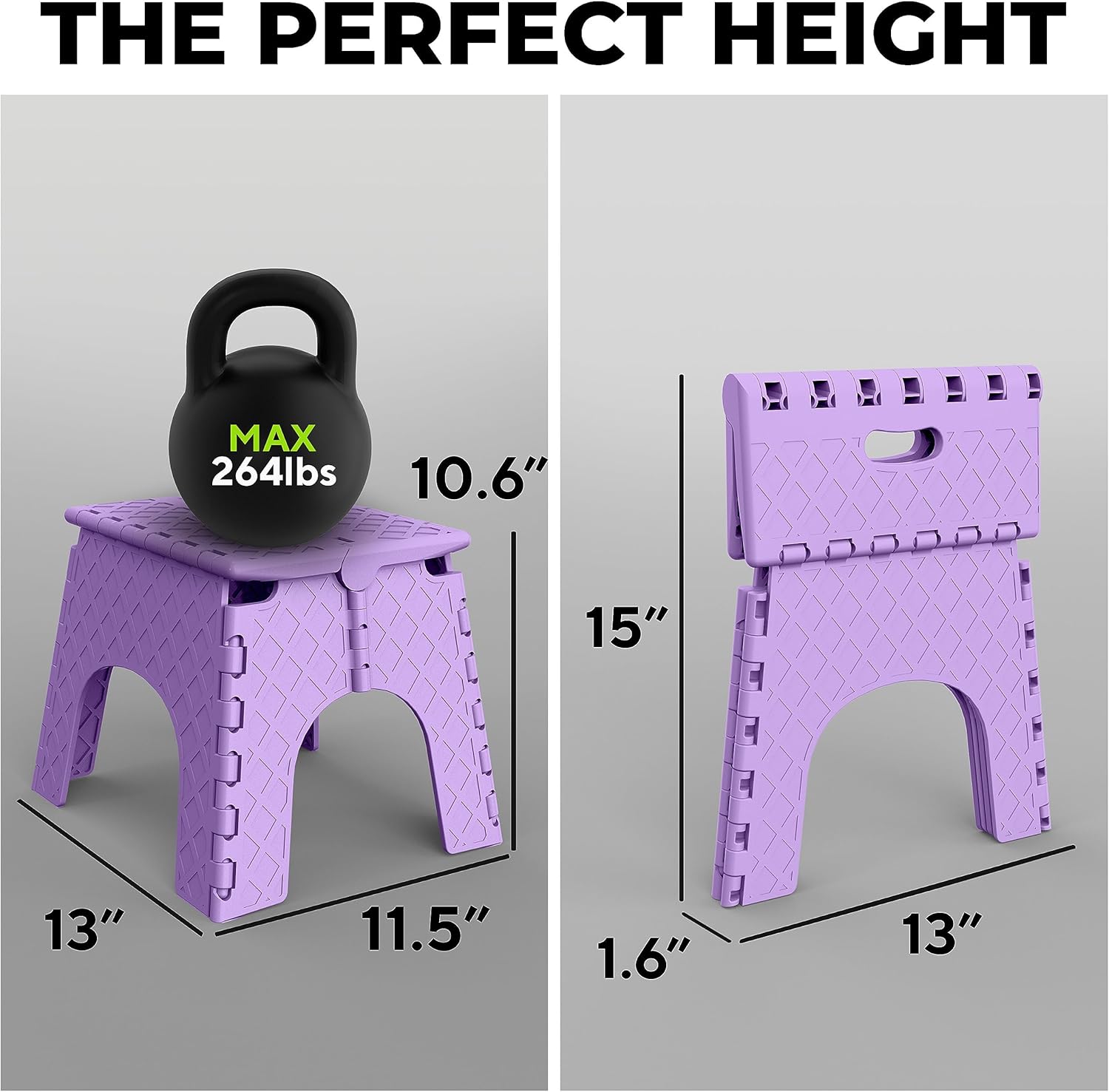 Mueller 11" Folding Step Stool – Lightweight, Non-Slip, 264lb Capacity