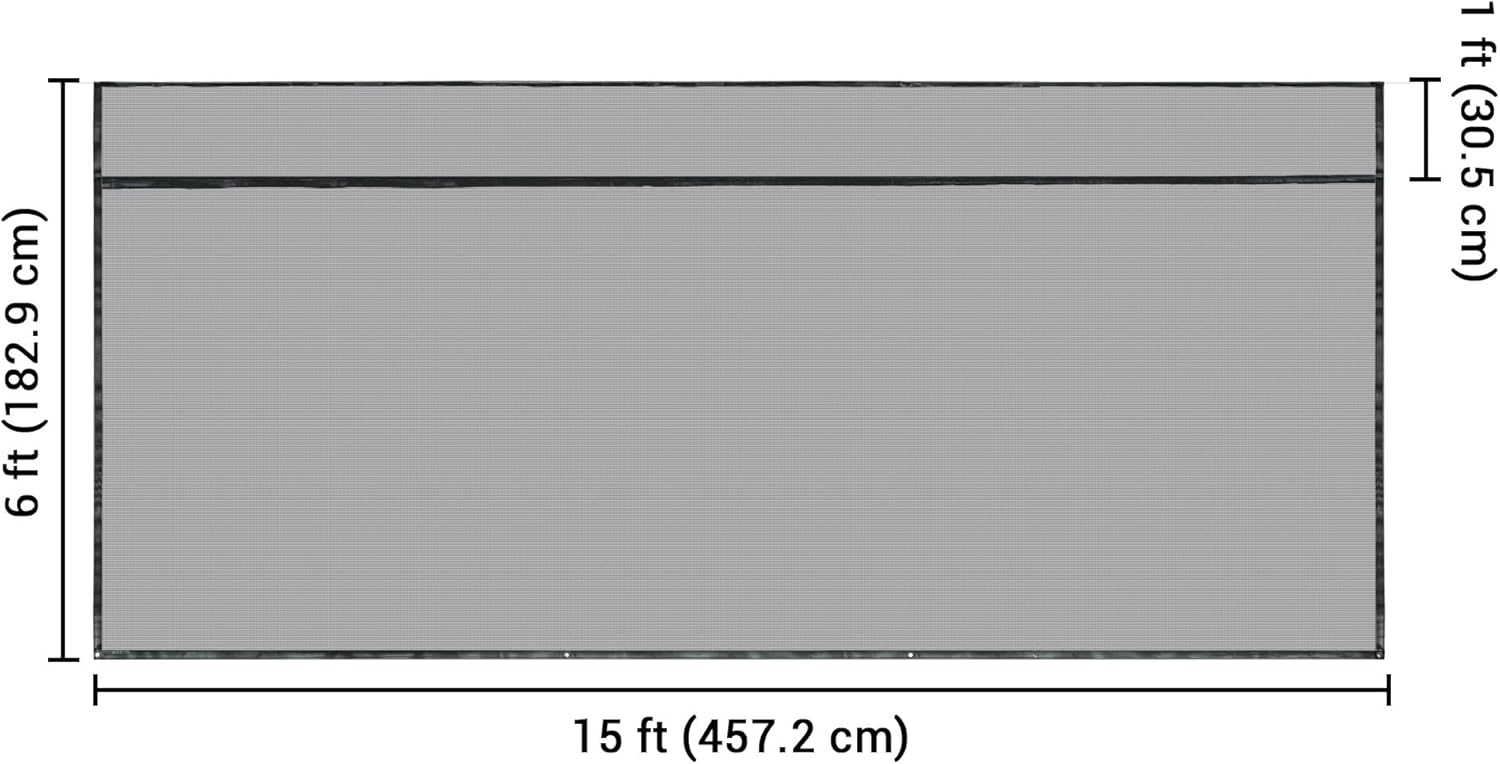 Yescom 6'x15' RV Awning Sun Shade Screen Black Mesh UV Blocker RV Awning Shade for Camping