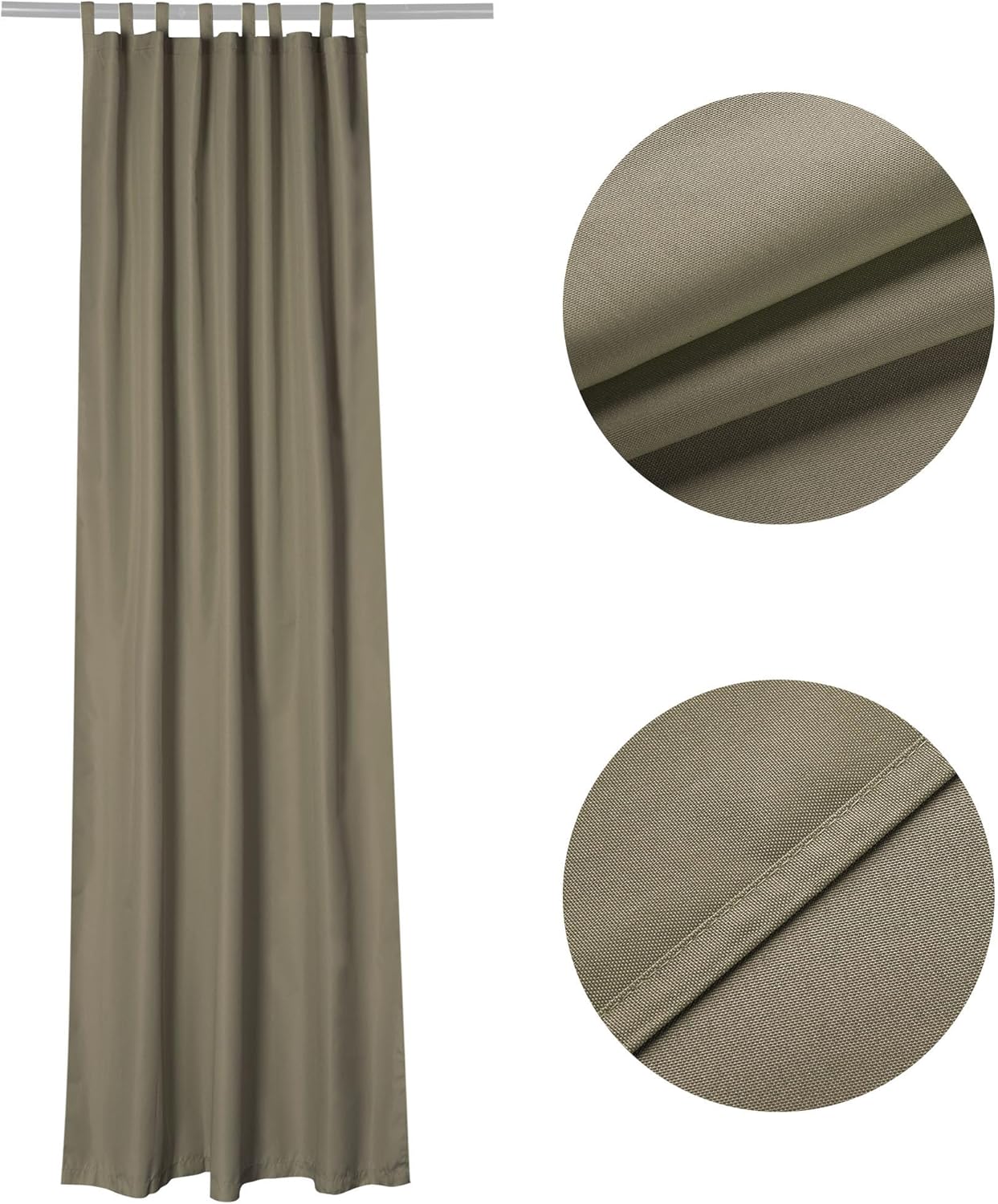 Yescom 54"x108" Outdoor Detachable Sticky Curtain Panel UV30+ Tab Top Drape Privacy for Deck, Coffee Liqueur, 54"W x 108"L (Pack of 1)