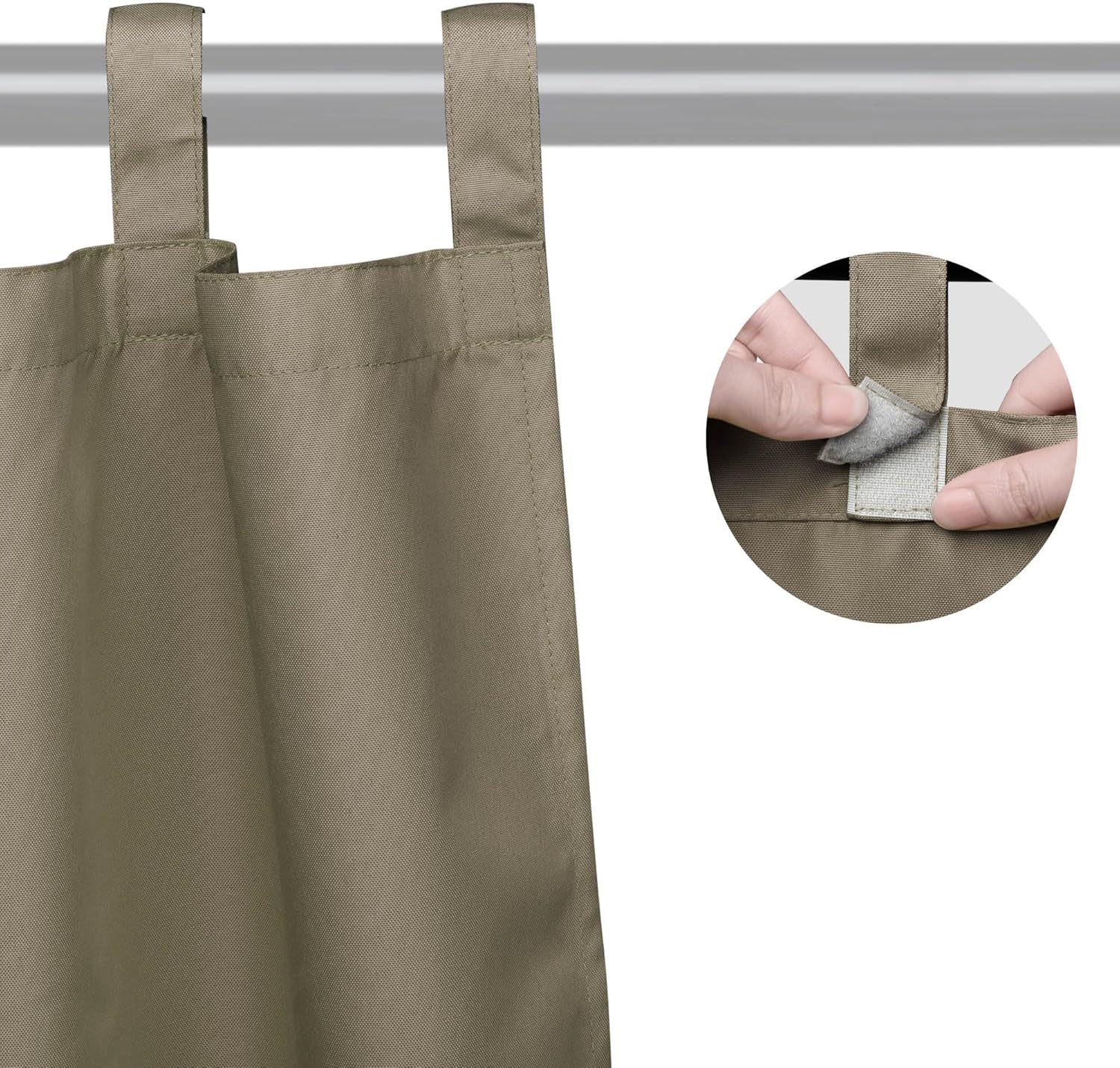 Yescom 54"x108" Outdoor Detachable Sticky Curtain Panel UV30+ Tab Top Drape Privacy for Deck, Coffee Liqueur, 54"W x 108"L (Pack of 1)