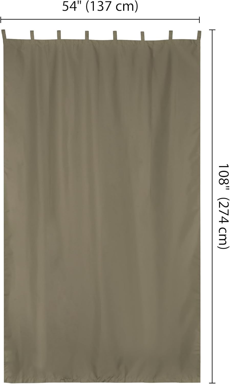 Yescom 54"x108" Outdoor Detachable Sticky Curtain Panel UV30+ Tab Top Drape Privacy for Deck, Coffee Liqueur, 54"W x 108"L (Pack of 1)