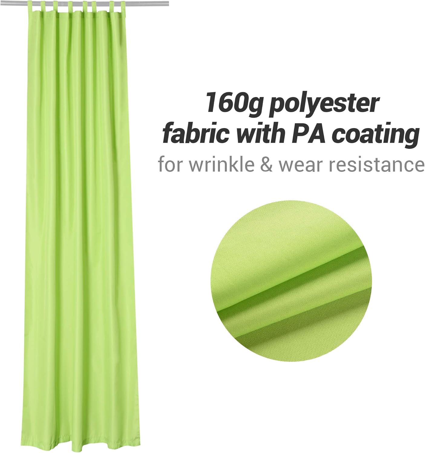 Yescom 54"x120" Outdoor Detachable Sticky Curtain Panel Tab Top Drape Privacy, Green Glow, 54"W x 120"L (Pack of 1)