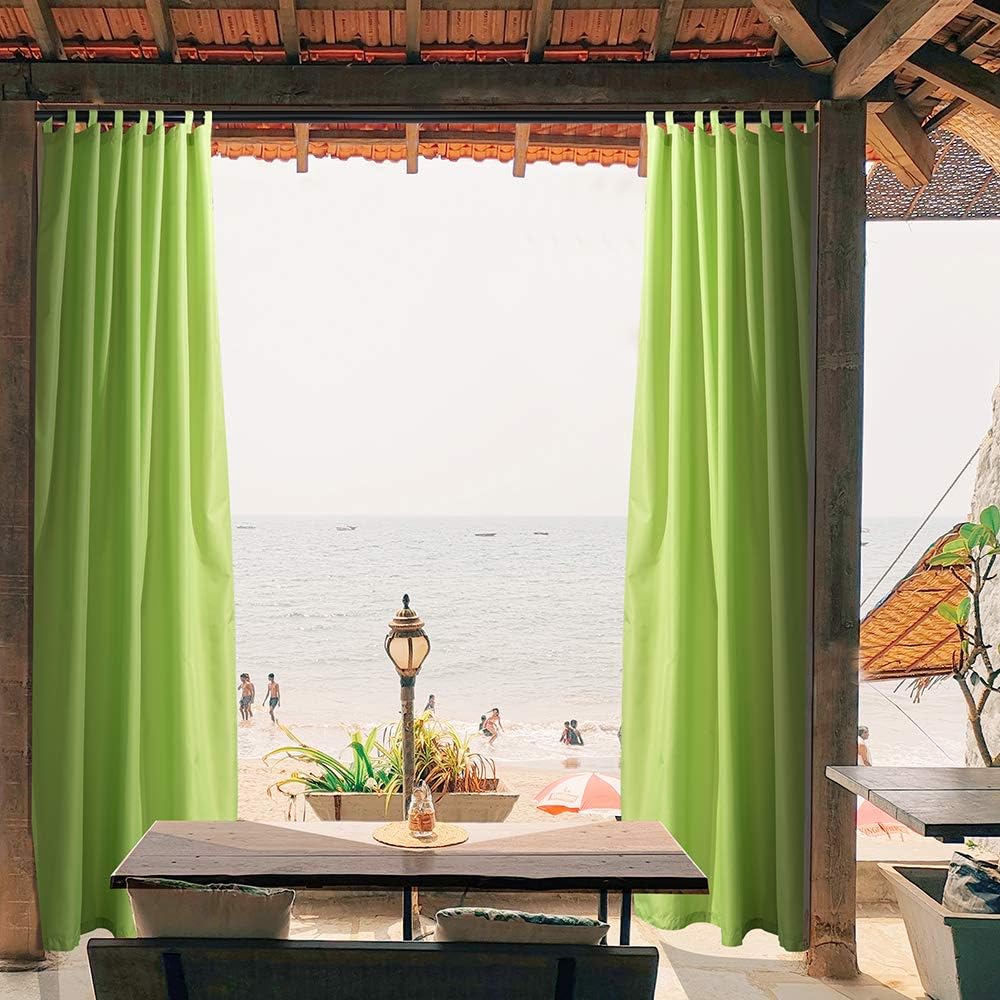 Yescom 54"x120" Outdoor Detachable Sticky Curtain Panel Tab Top Drape Privacy, Green Glow, 54"W x 120"L (Pack of 1)