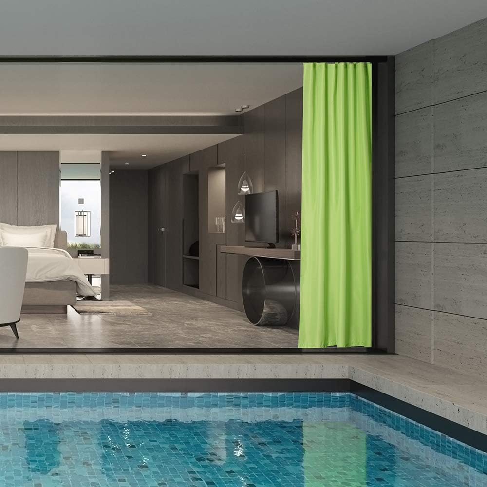 Yescom 54"x120" Outdoor Detachable Sticky Curtain Panel Tab Top Drape Privacy, Green Glow, 54"W x 120"L (Pack of 1)