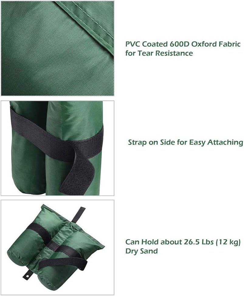 Yescom Weight Sand Bag Oxford + PU Coating with Grommet for Outdoor Pop Up Canopy Tent Gazebo Green (Pack of 4)