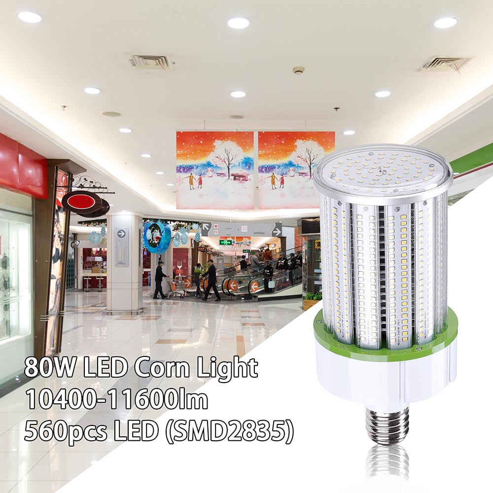 Yescom LED Corn Light Cob Bulb Daylight for Warehouse Factory Mall Garage Parking Lot High Bay Lamp Replacement 80W