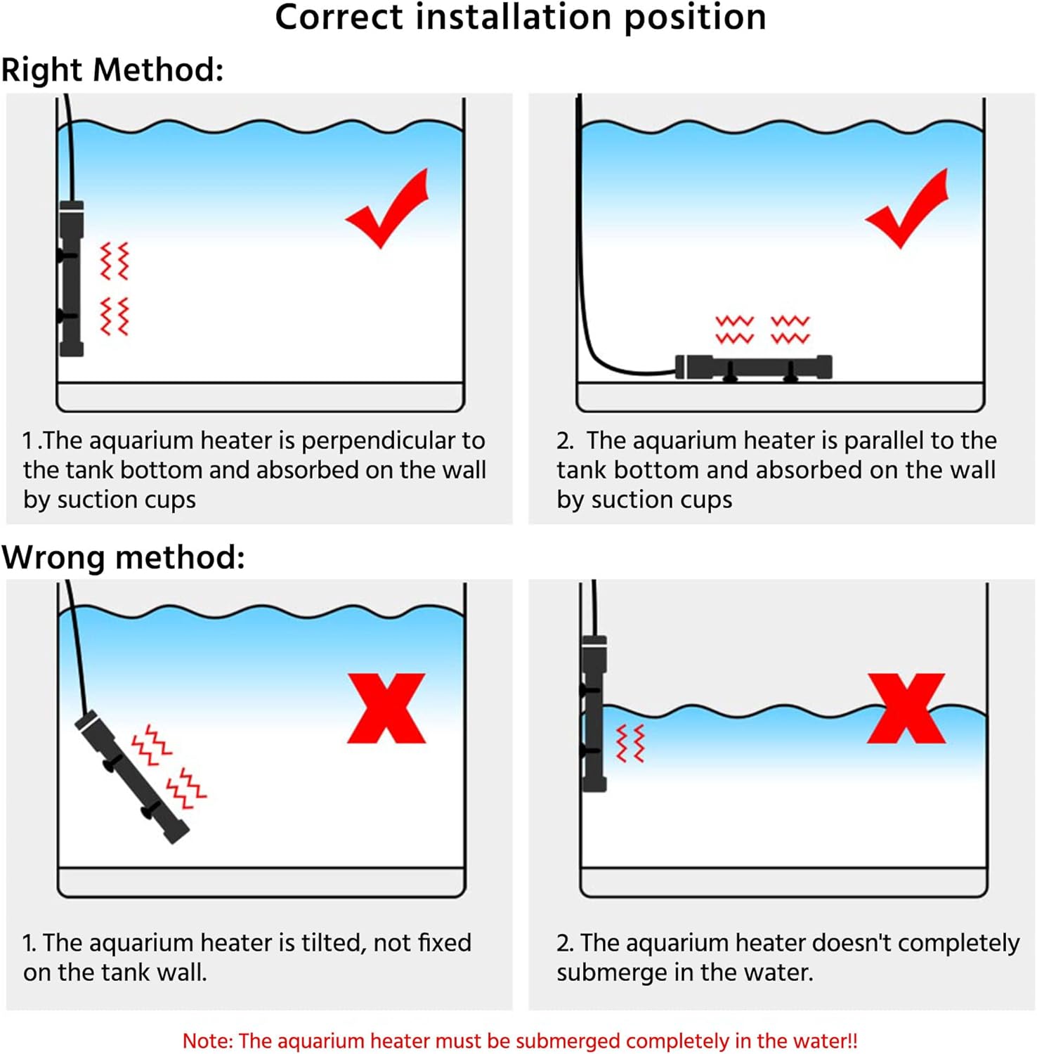 Yescom Aquarium Heater 400W Submersible Fish Tank Heater for 80 Gallon with Intelligent LCD Temperature Display Saltwater Freshwater
