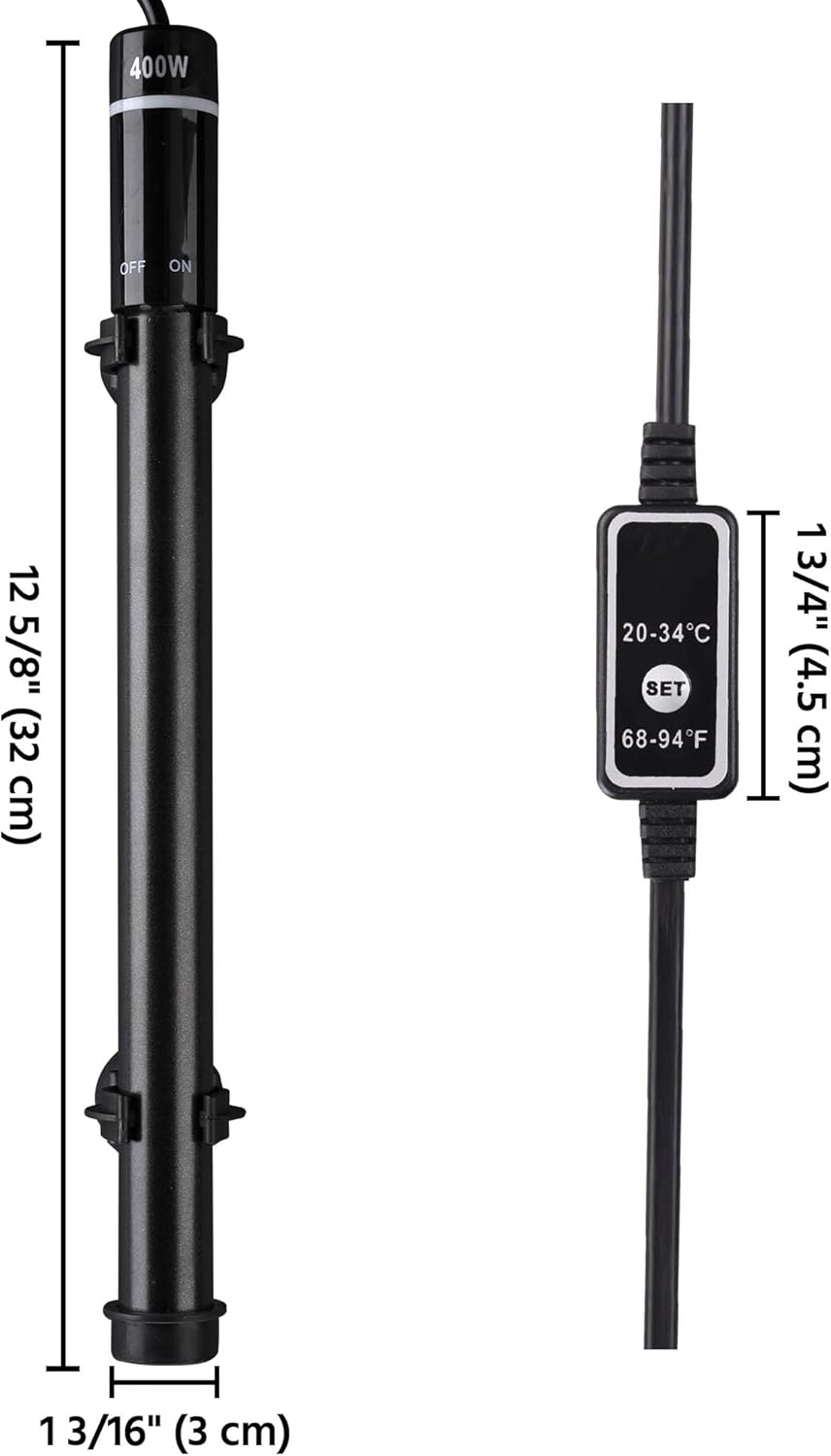 Yescom Aquarium Heater 400W Submersible Fish Tank Heater for 80 Gallon with Intelligent LCD Temperature Display Saltwater Freshwater