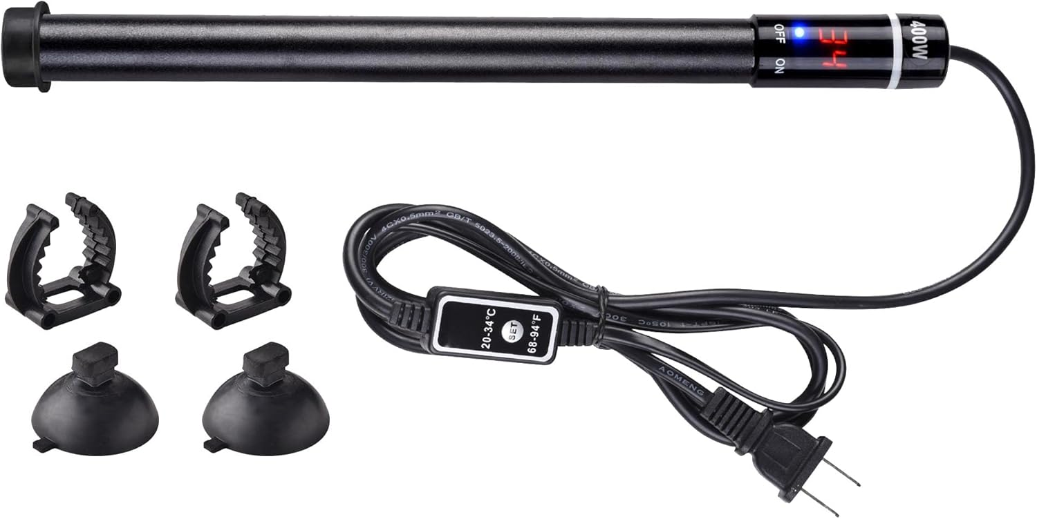 Yescom Aquarium Heater 400W Submersible Fish Tank Heater for 80 Gallon with Intelligent LCD Temperature Display Saltwater Freshwater