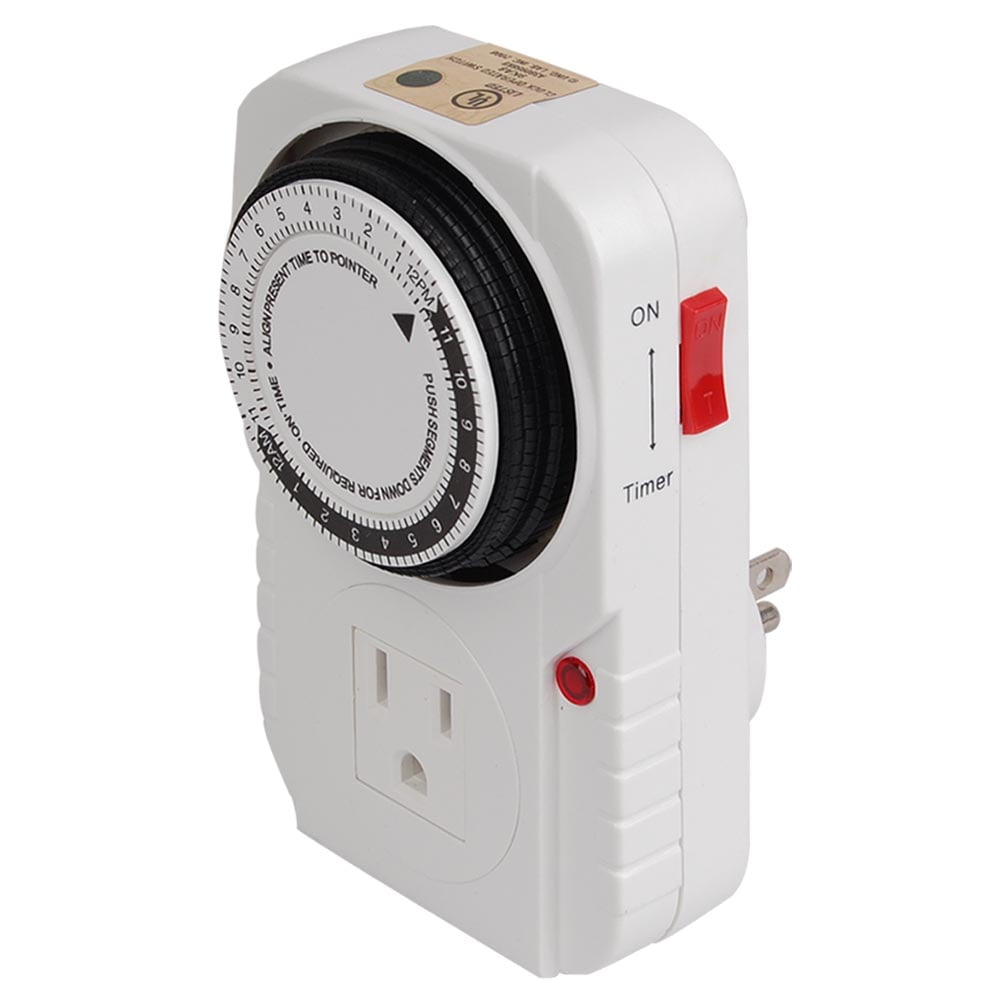 Yescom 24-hour 1875W 15A Grounded Mechanical Timer Outlet - Great for Christmas & Halloween Decor
