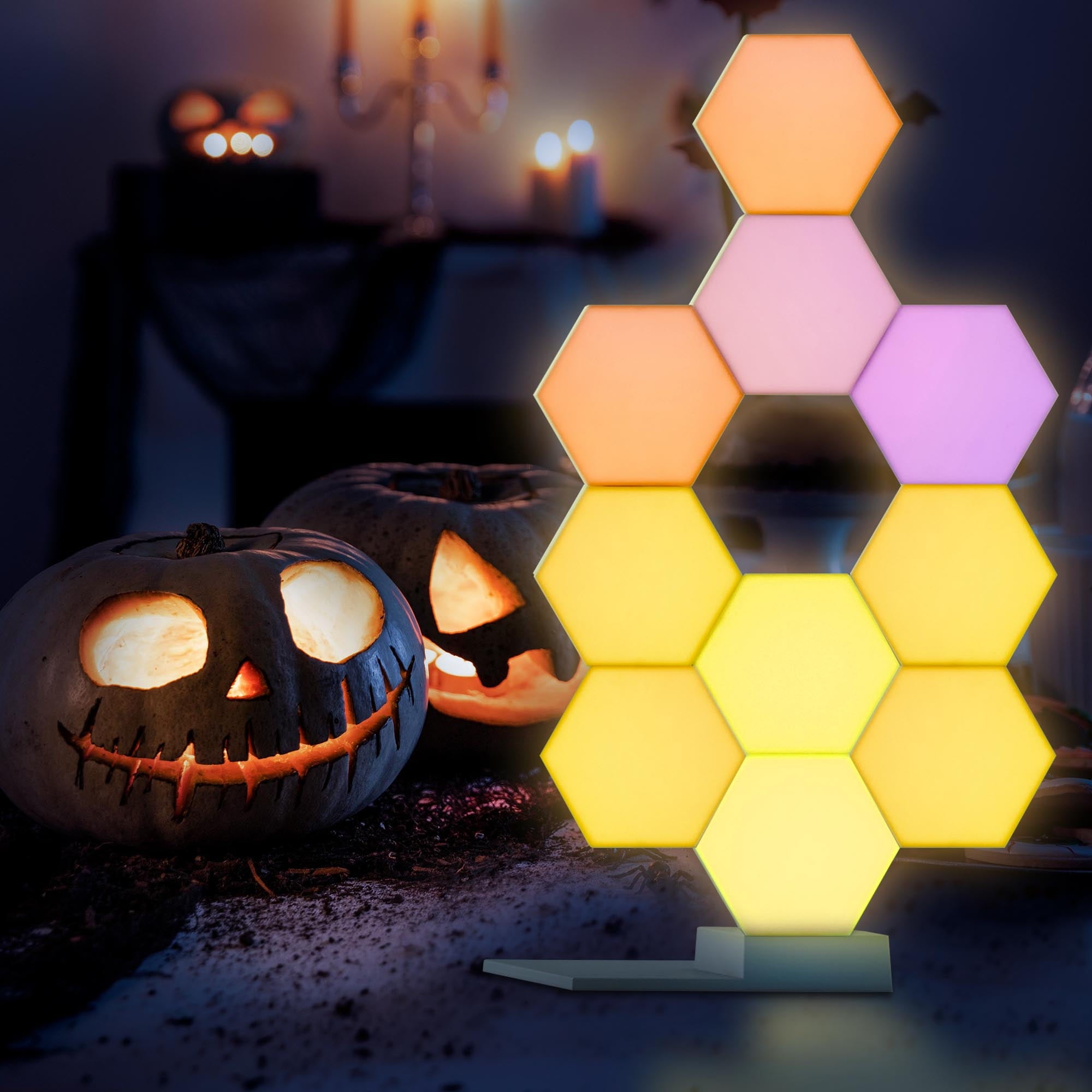 Yescom 11pcs WiFi Smart LED Light Kit DIY Splicing Lamp Voice Control Work Home Bathroom Party Decoration Gifts