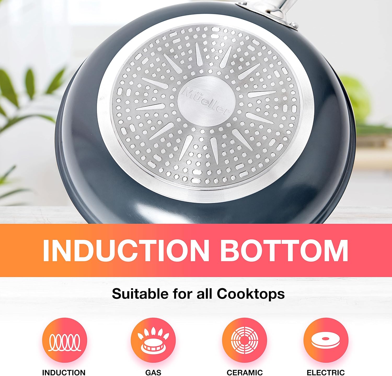 Mueller UltraClad Copper Pots and Pans Set, 14-Piece Kitchen Cookware Set