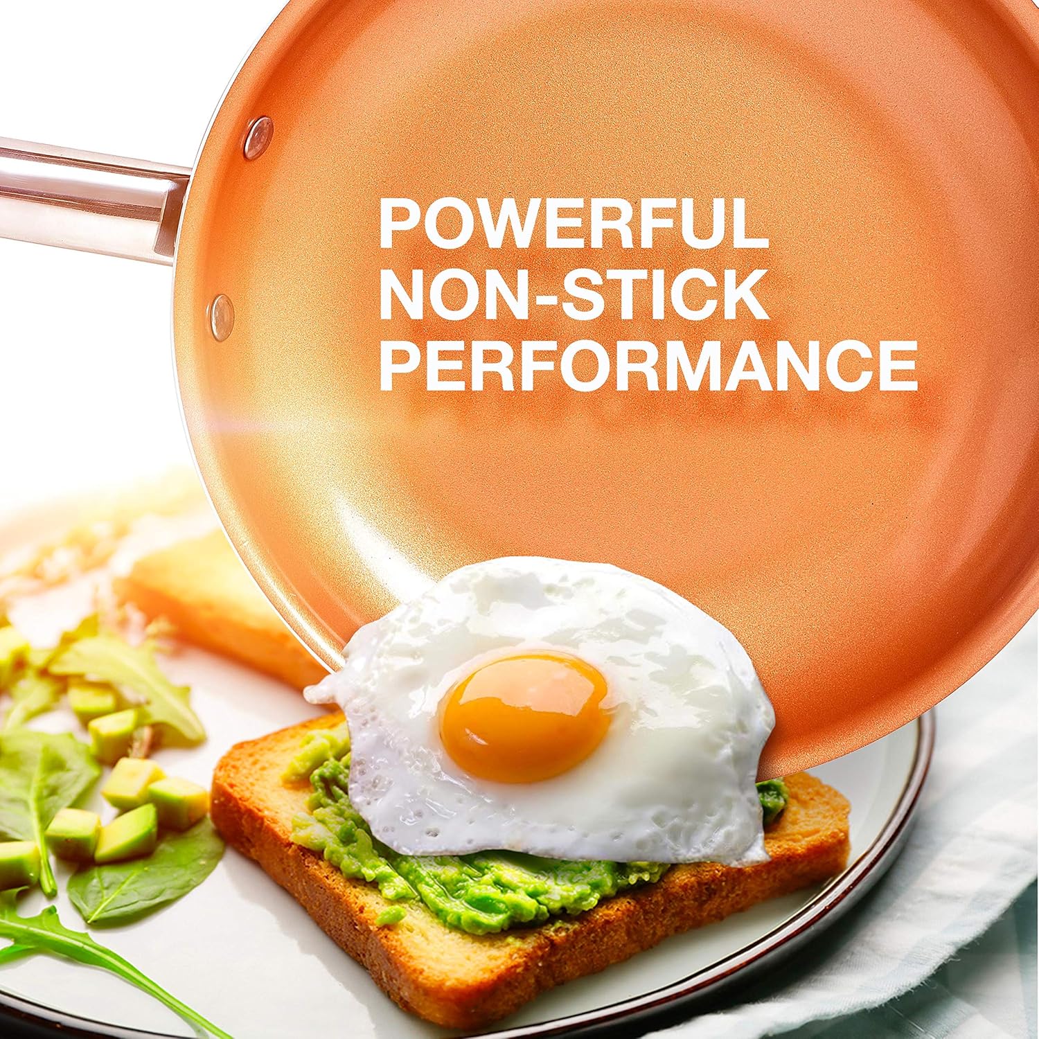 Mueller UltraClad Copper Pots and Pans Set, 14-Piece Kitchen Cookware Set