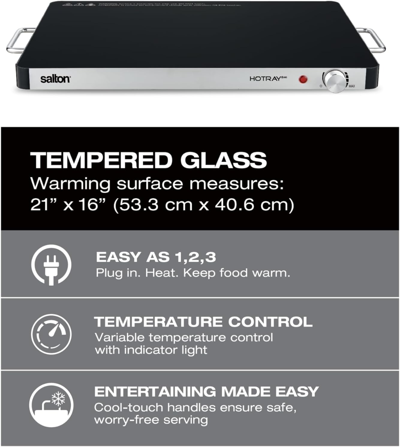 Salton Hotray XL Tempered Glass Warming Tray