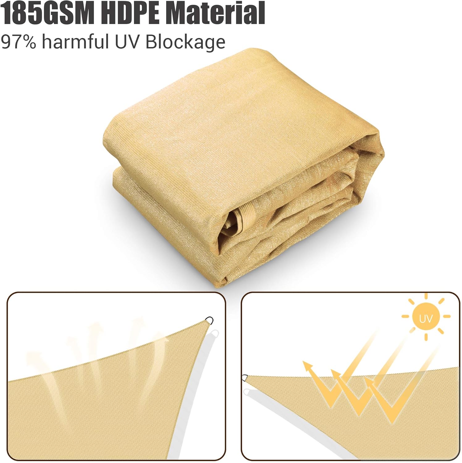 Yescom 25FT Triangle Sun Shade Sail Canopy 97% UV Block Outdoor