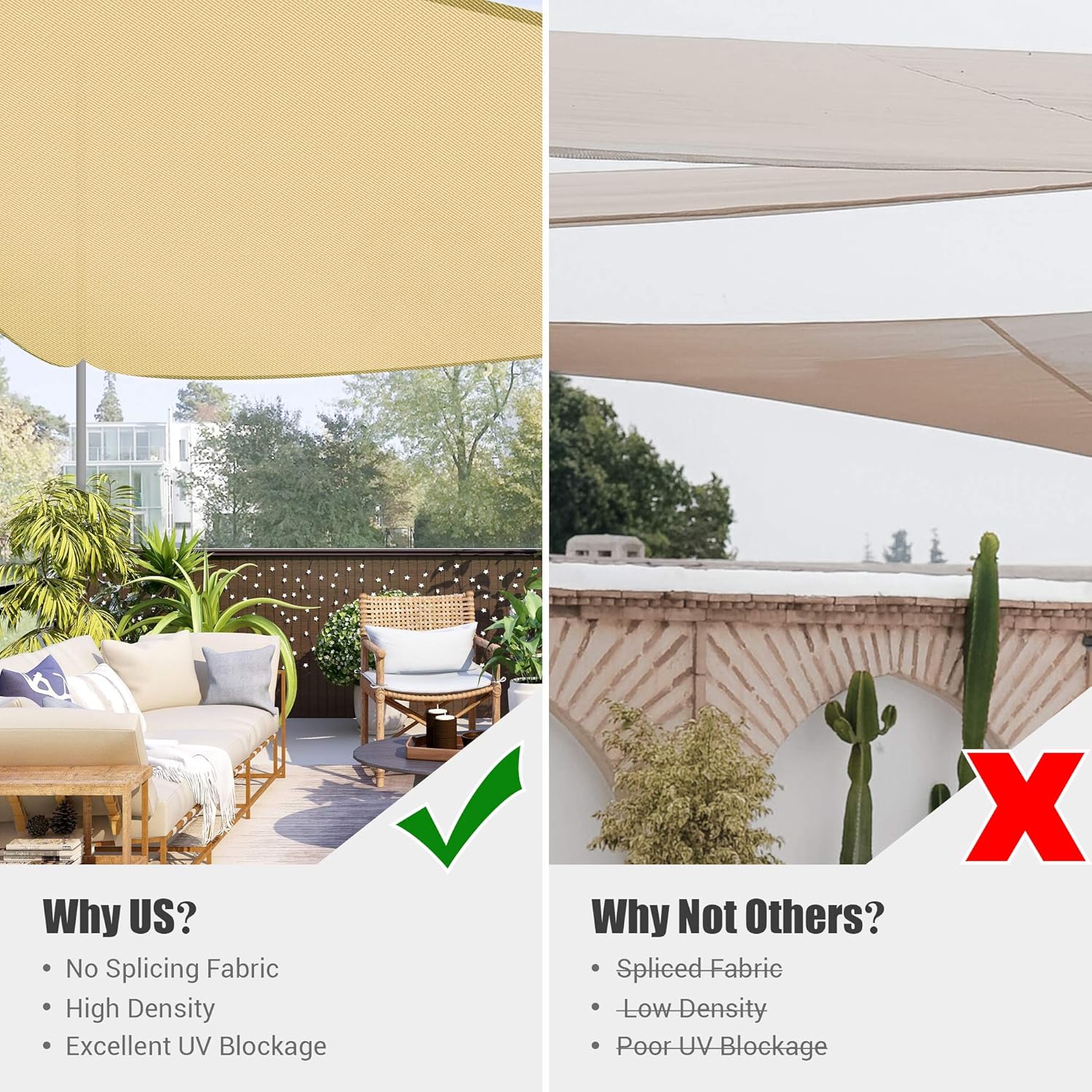 Yescom 25FT Triangle Sun Shade Sail Canopy 97% UV Block Outdoor