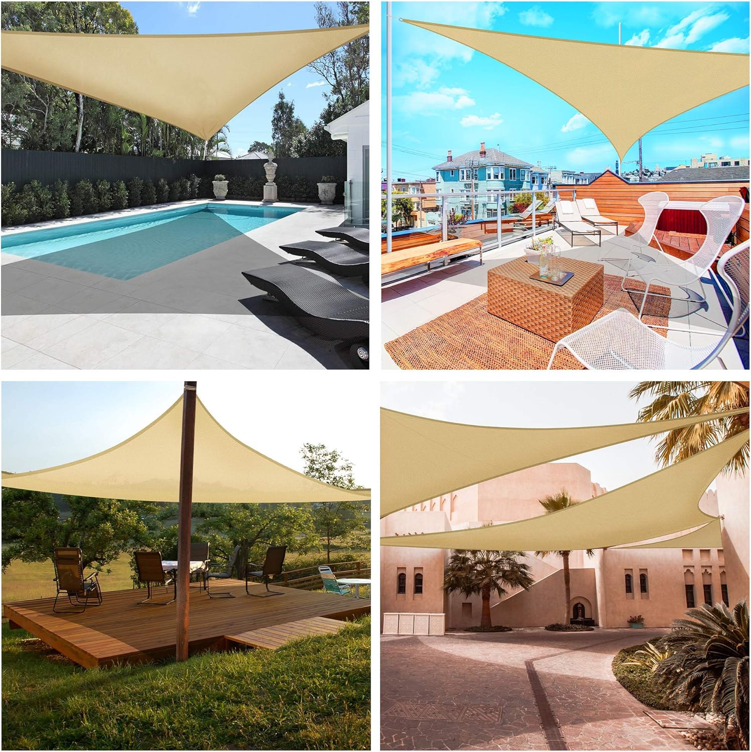Yescom 25FT Triangle Sun Shade Sail Canopy 97% UV Block Outdoor