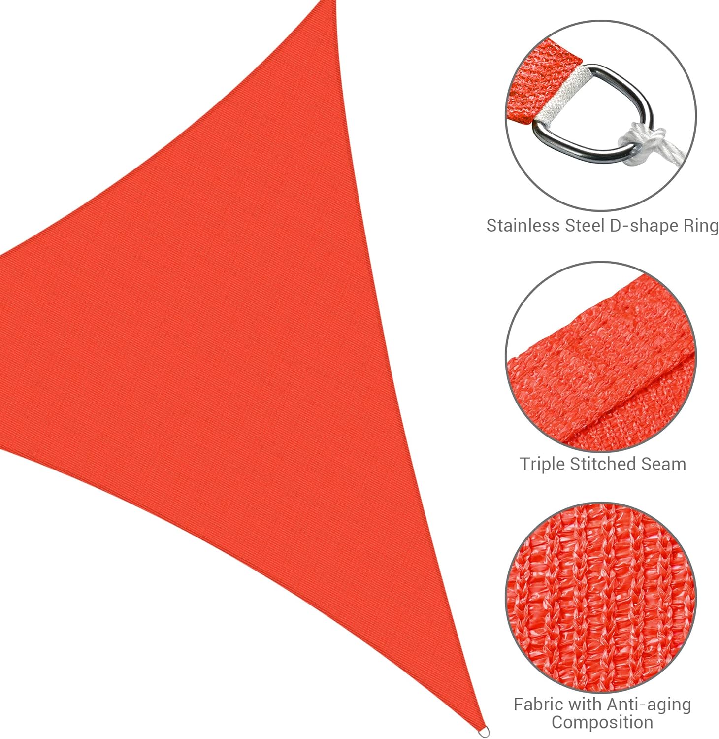 Yescom 28FT Triangle Sun Shade Sail Canopy 97% UV Block Outdoor