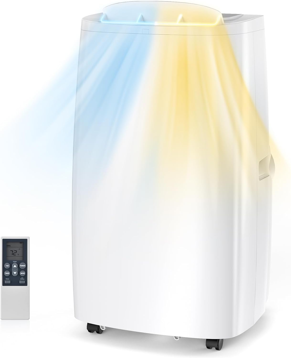 Air Choice 14000 BTU Portable Air Conditioner, 4-in-1 Air Conditioner Portable for Room Up to 700 Sq.Ft. with Remote, Auto Swing, Quiet AC Unit as Heater Dehumidifier Fan, 24H Timer, Window Kit, White 14,000 BTU(with Heat)