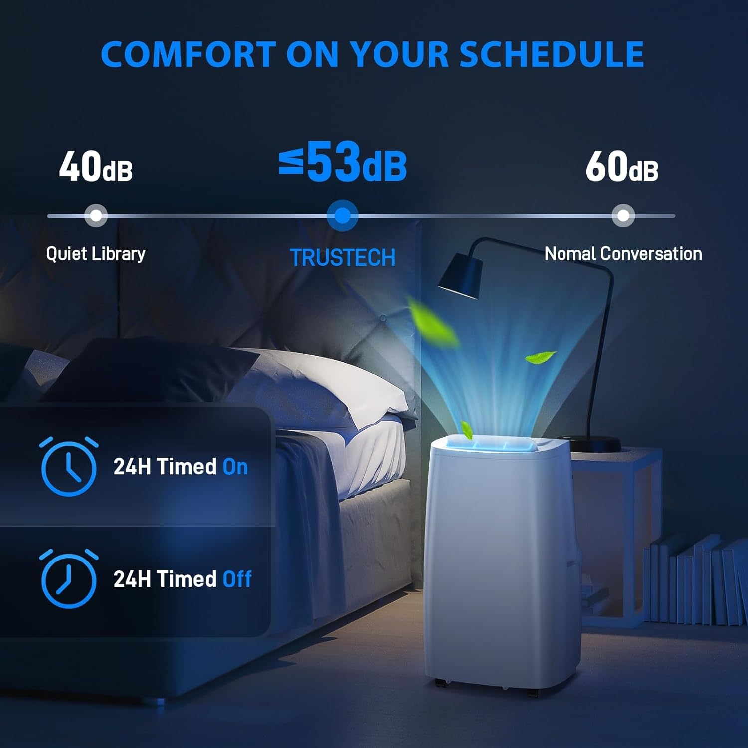 Air Choice 14000 BTU Portable Air Conditioner, 4-in-1 Air Conditioner Portable for Room Up to 700 Sq.Ft. with Remote, Auto Swing, Quiet AC Unit as Heater Dehumidifier Fan, 24H Timer, Window Kit, White 14,000 BTU(with Heat)