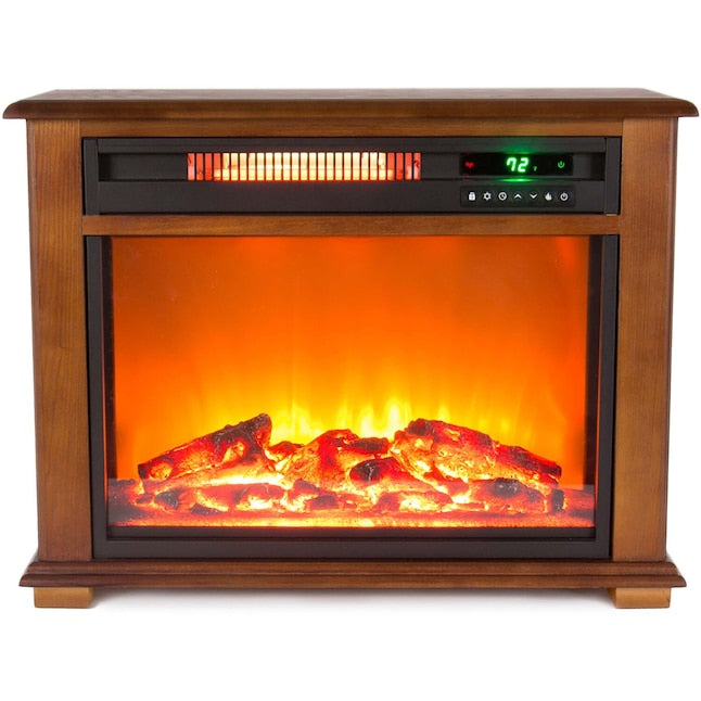 Lifesmart 28.5-in W Oak TV Stand with Infrared quartz Corner or flat wall Electric Fireplace