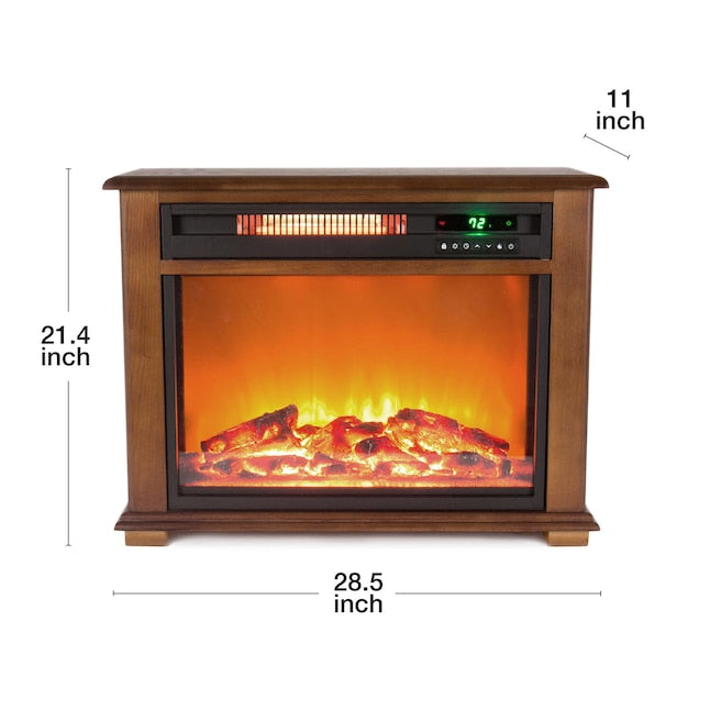 Lifesmart 28.5-in W Oak TV Stand with Infrared quartz Corner or flat wall Electric Fireplace