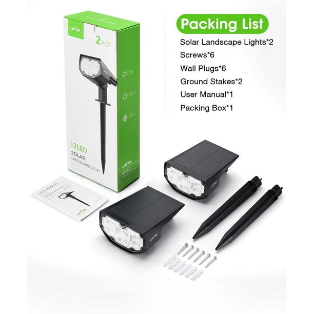 Litom Solar Spotlights for Yard Garden Driveway Cold White, 6-Pack