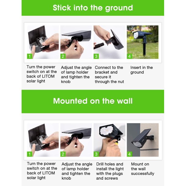 Litom Solar Spotlights for Yard Garden Driveway Cold White, 6-Pack