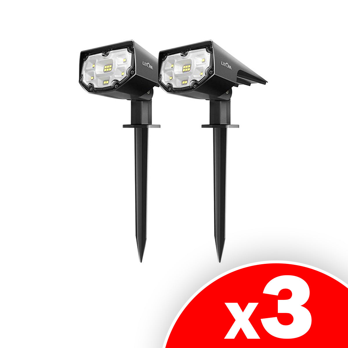 Litom Solar Spotlights for Yard Garden Driveway Cold White, 6-Pack