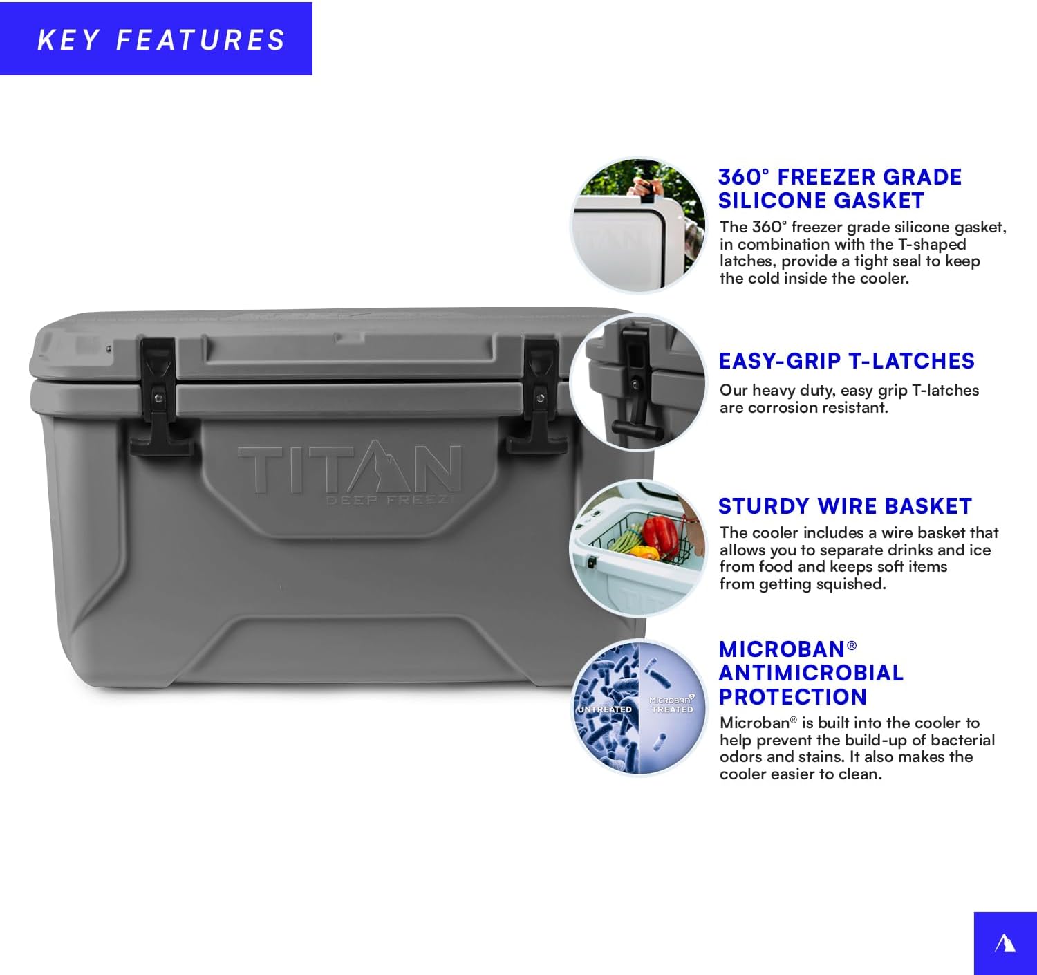 Titan by Arctic Zone 55 Quart/84 Can High Performance Hard Cooler - Gray